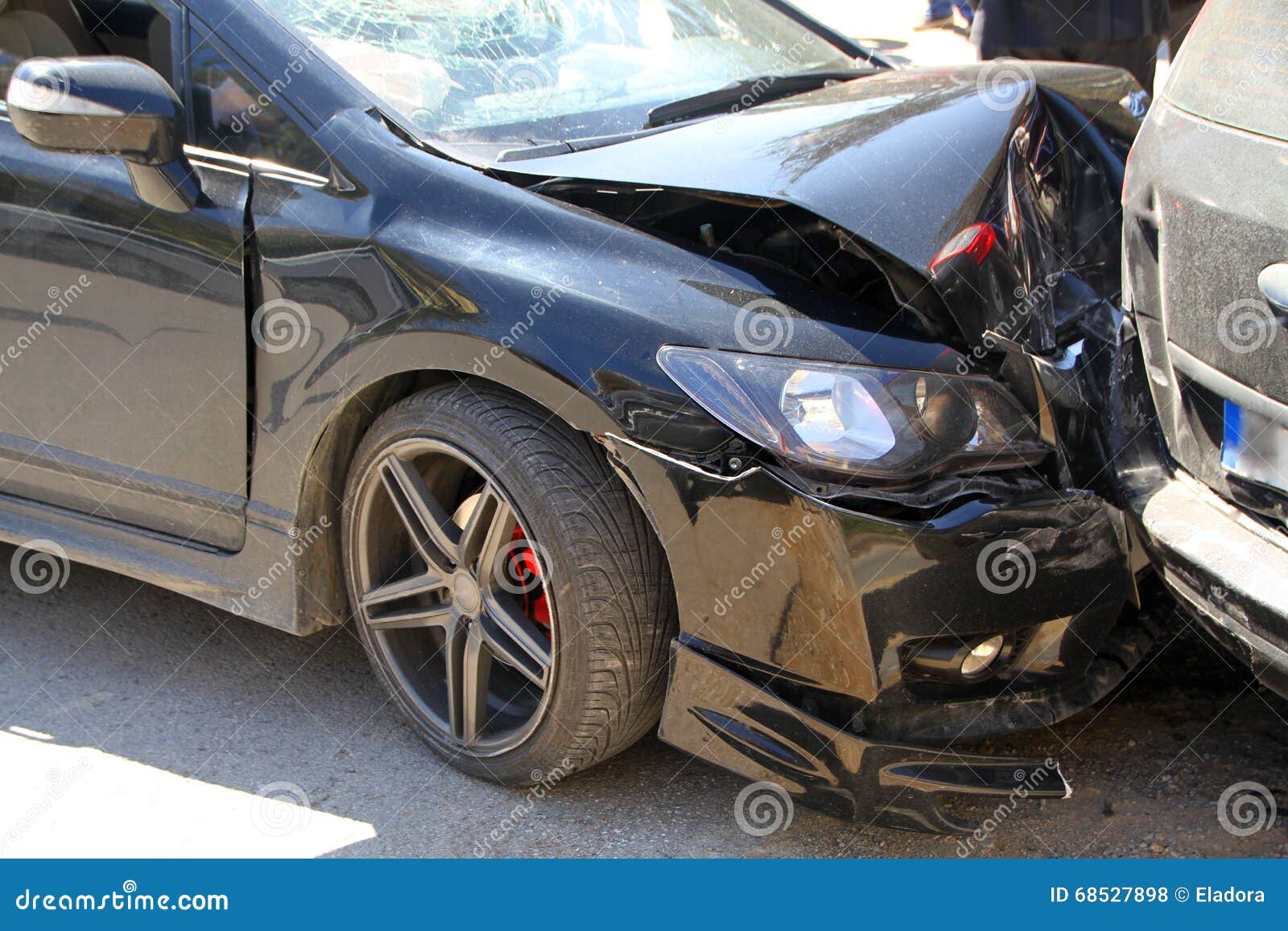 Two Cars Accident Crashed Cars Red Coup Sedan Back Big Stock Photo