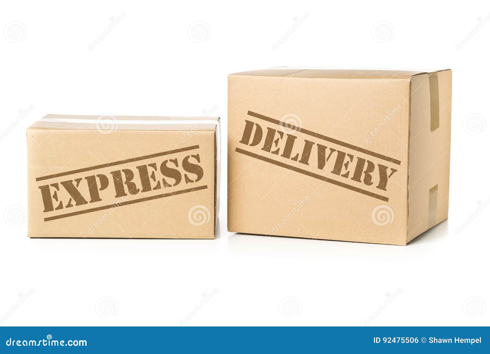 Two Carton Parcels with Express Delivery Imprint Stock Photo Image of