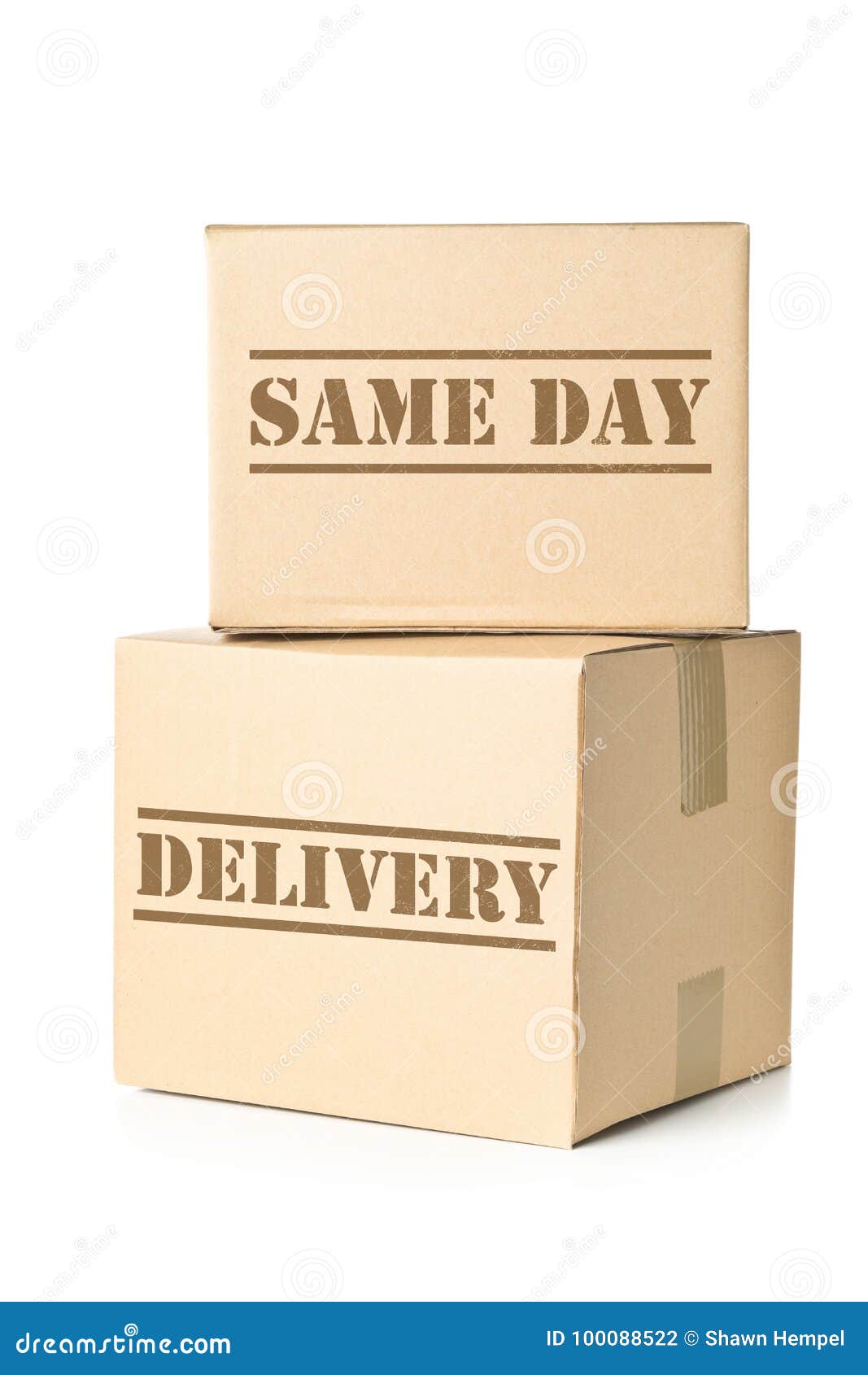 two carton parcels with same day delivery imprint