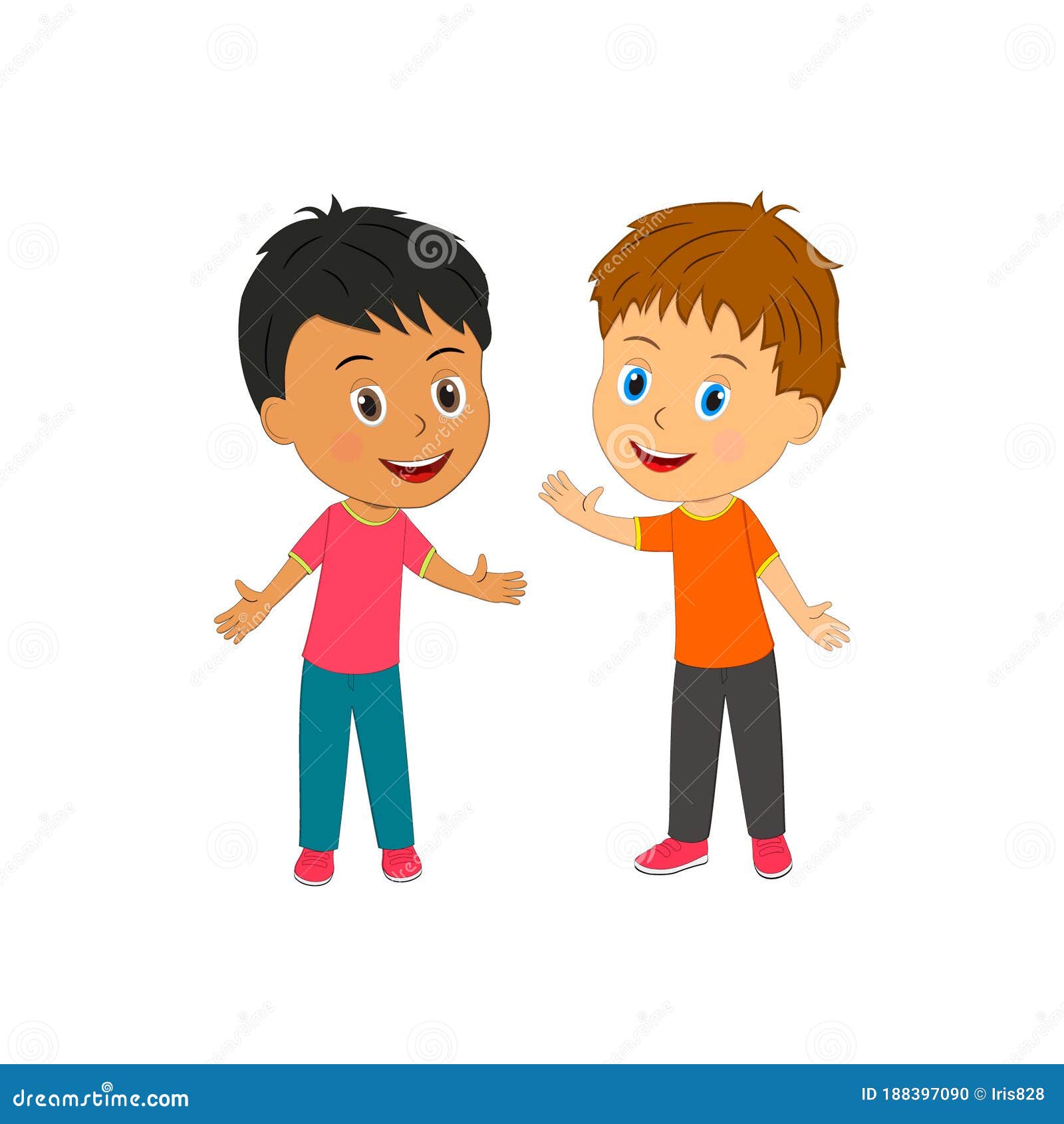 Two cartoon boys stock vector. Illustration of kindergarten - 188397090