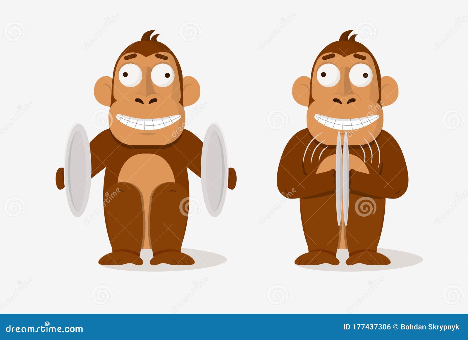 Two Cartoon Crazy Smile Monkey Playing Banding Cymbals Vector Graphic  Illustration Stock Vector - Illustration of creature, funny: 177437306