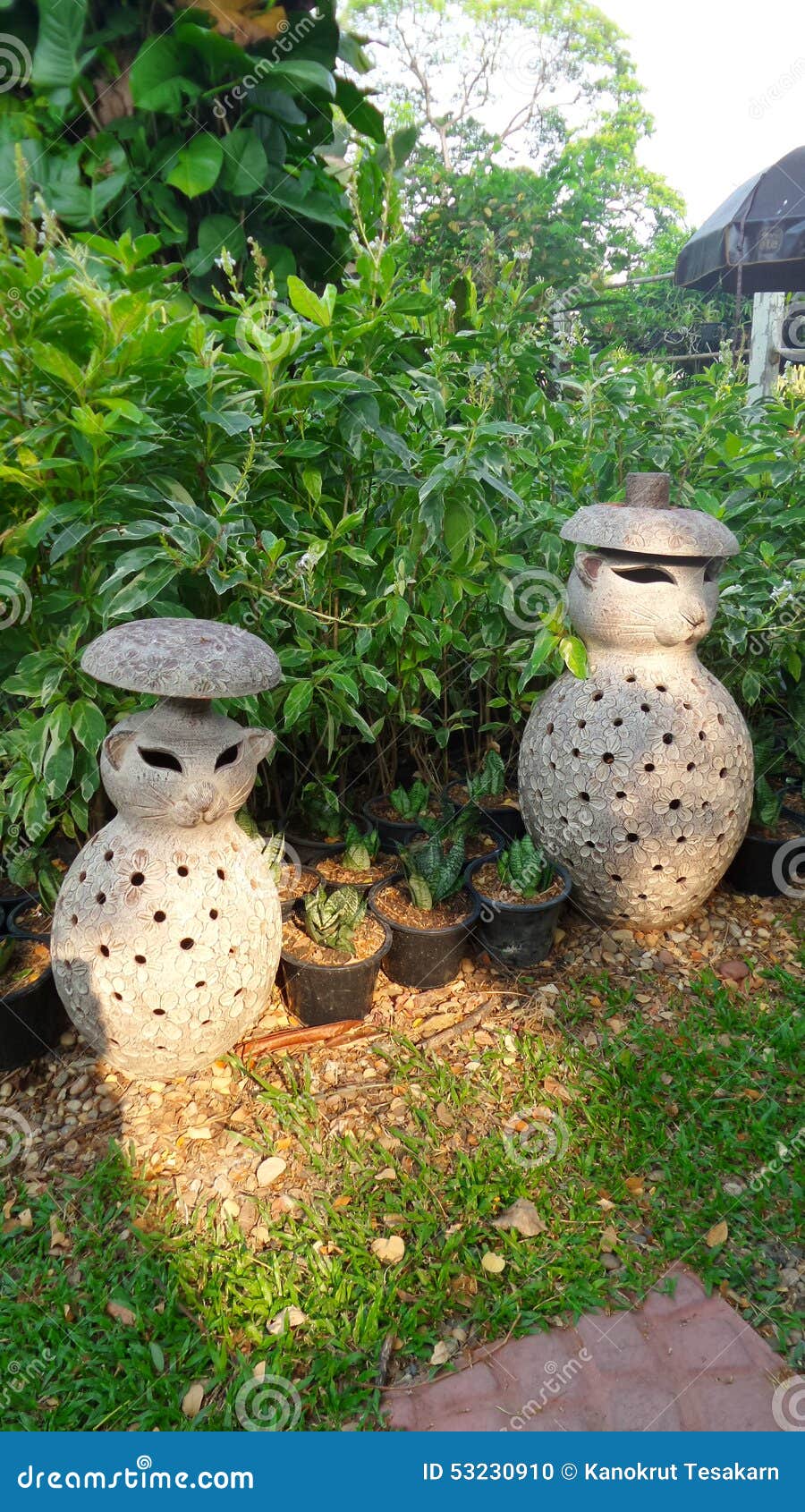 Two Cat Doll Garden Decoration Editorial Image Image of decoration