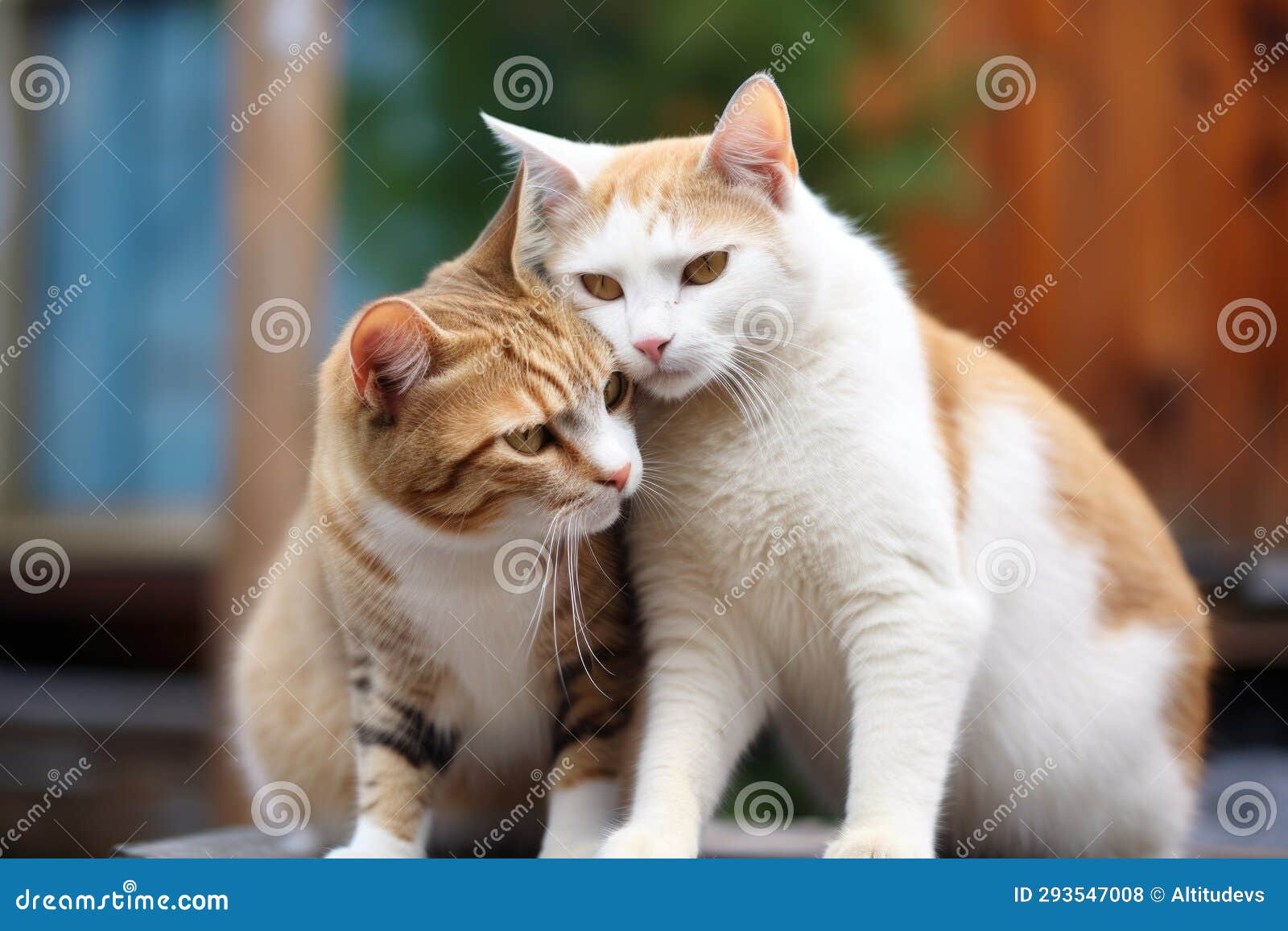 two cats demonstrating dominance by posturing