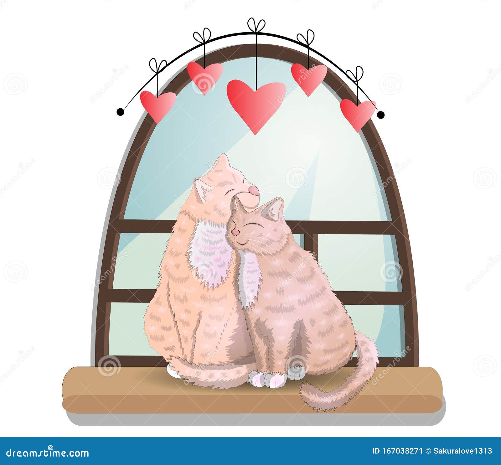Download Two Cats With Heart Shaped Tails Sitting On A Windowsill ...