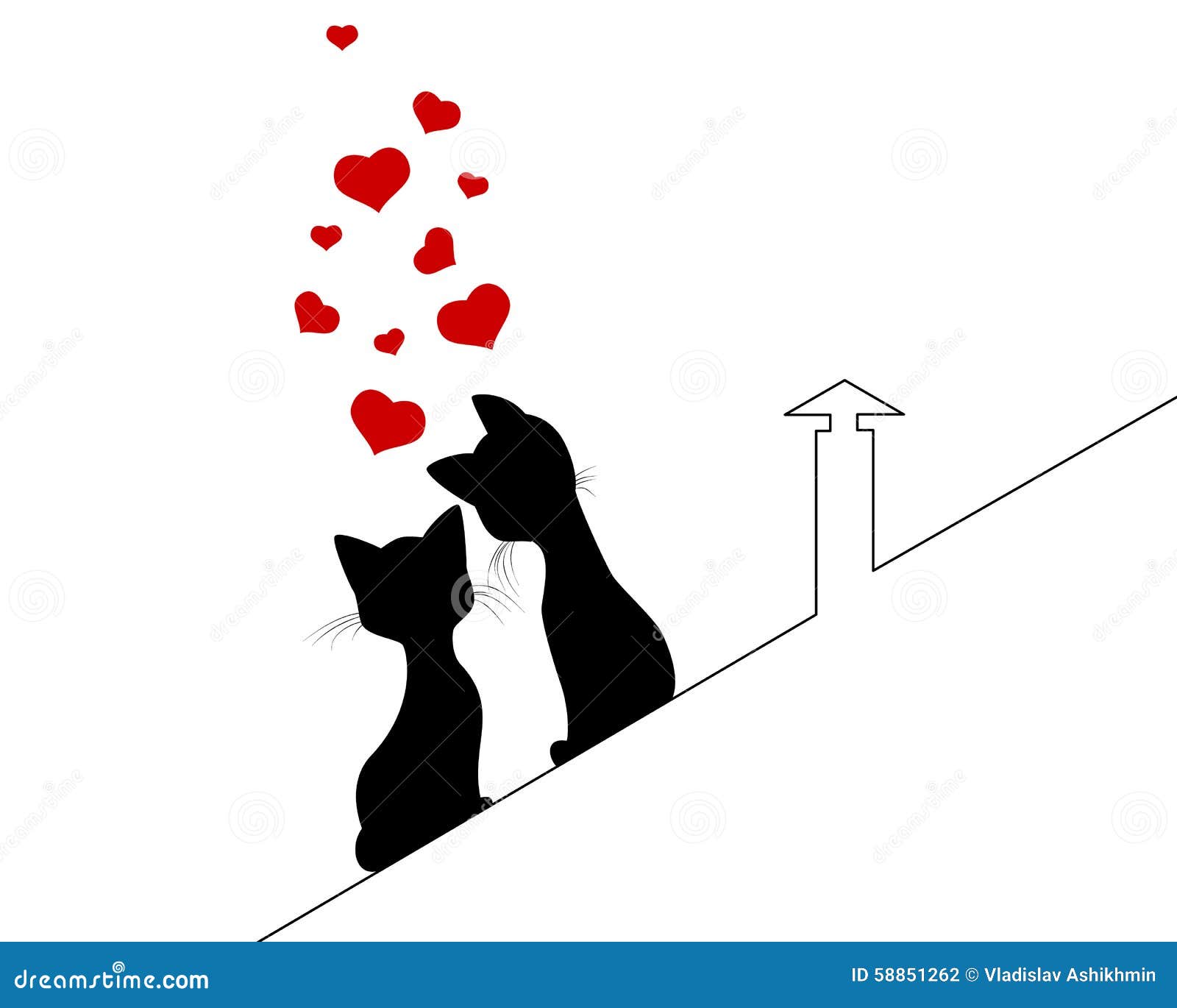 Premium Vector  Two cat in love isolated flat illustration two cat in love  line icon