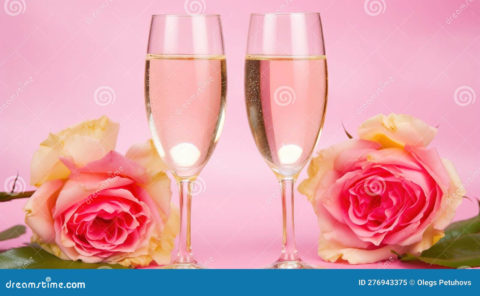 Two Champagne Flutes Clink Glasses RoyaltyFree Stock Photography