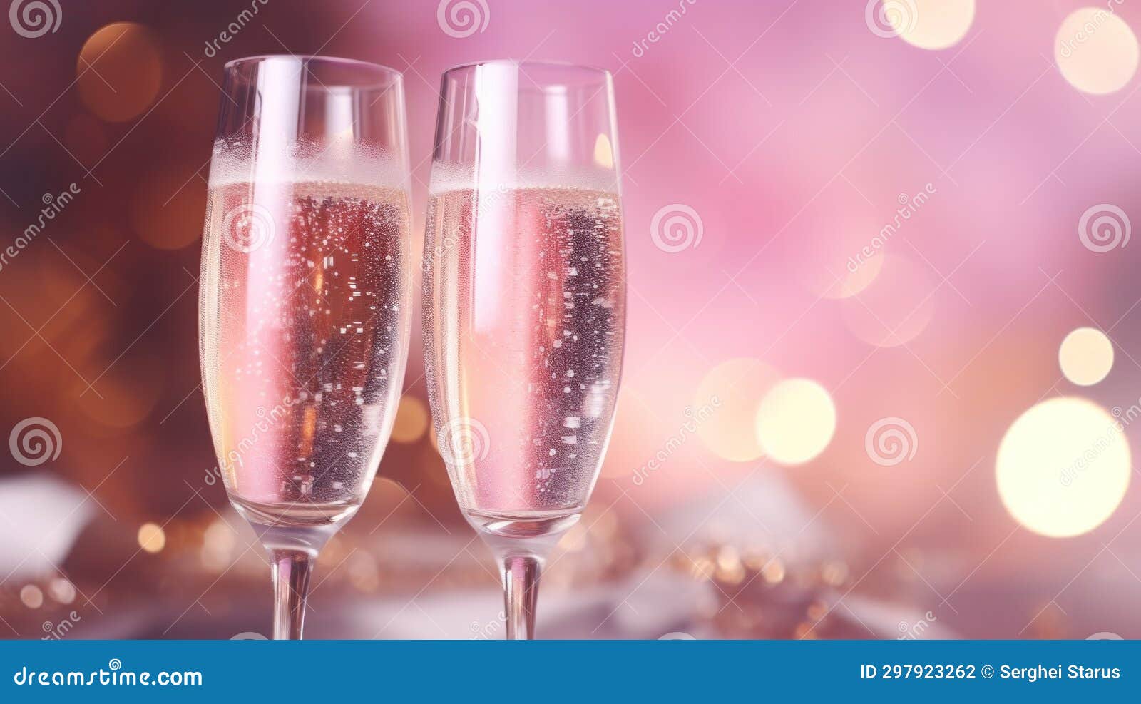 Two Champagne Flutes with Sparkling Liquid are Shown, AI Stock Photo