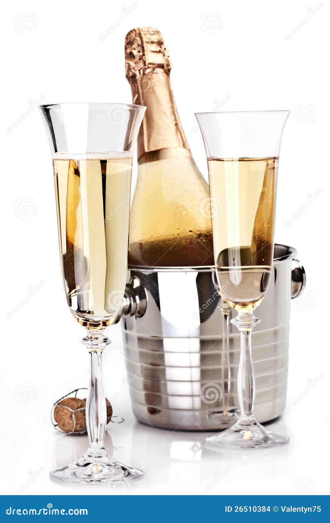 Two Champagne Glass with Bottle. Stock Photo Image of bottle, drink