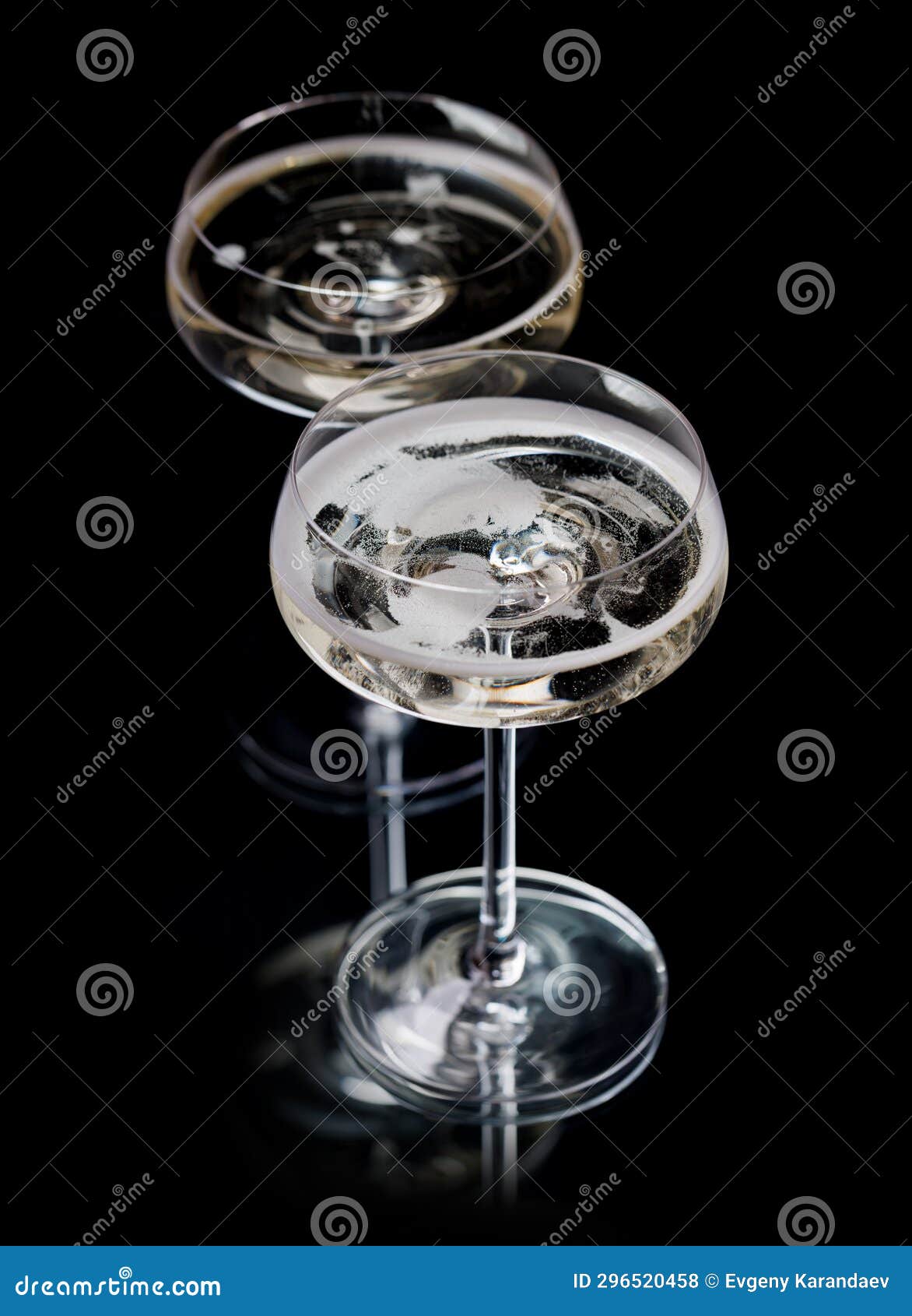 Two Champagne Glasses on a Black Stock Photo Image of dining, elegant 296520458