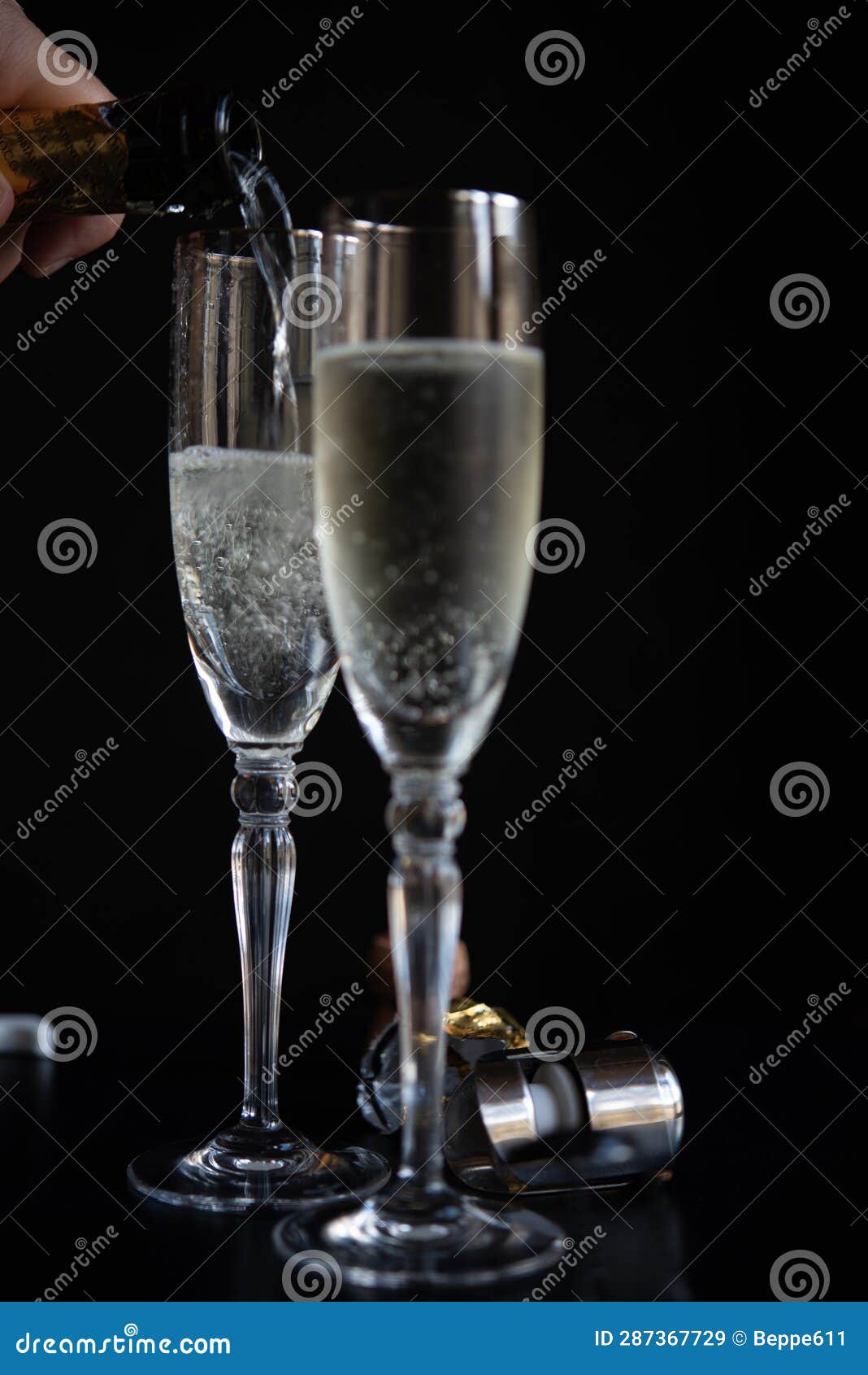 Two Champagne Glasses editorial stock image. Image of glass 287367729