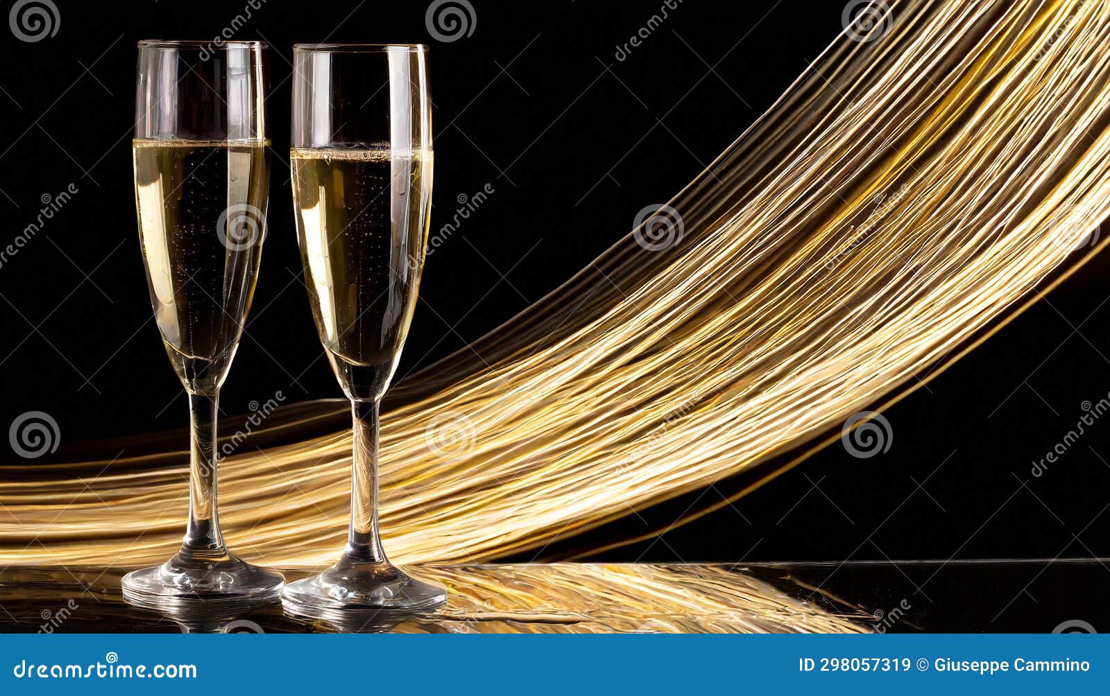 Two Champagne Glasses on a Black Background Stock Illustration Illustration of party, drink
