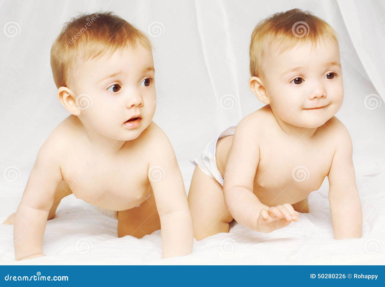 Two Charming Twins Babies Crawling Stock Photo Image of infants, cute