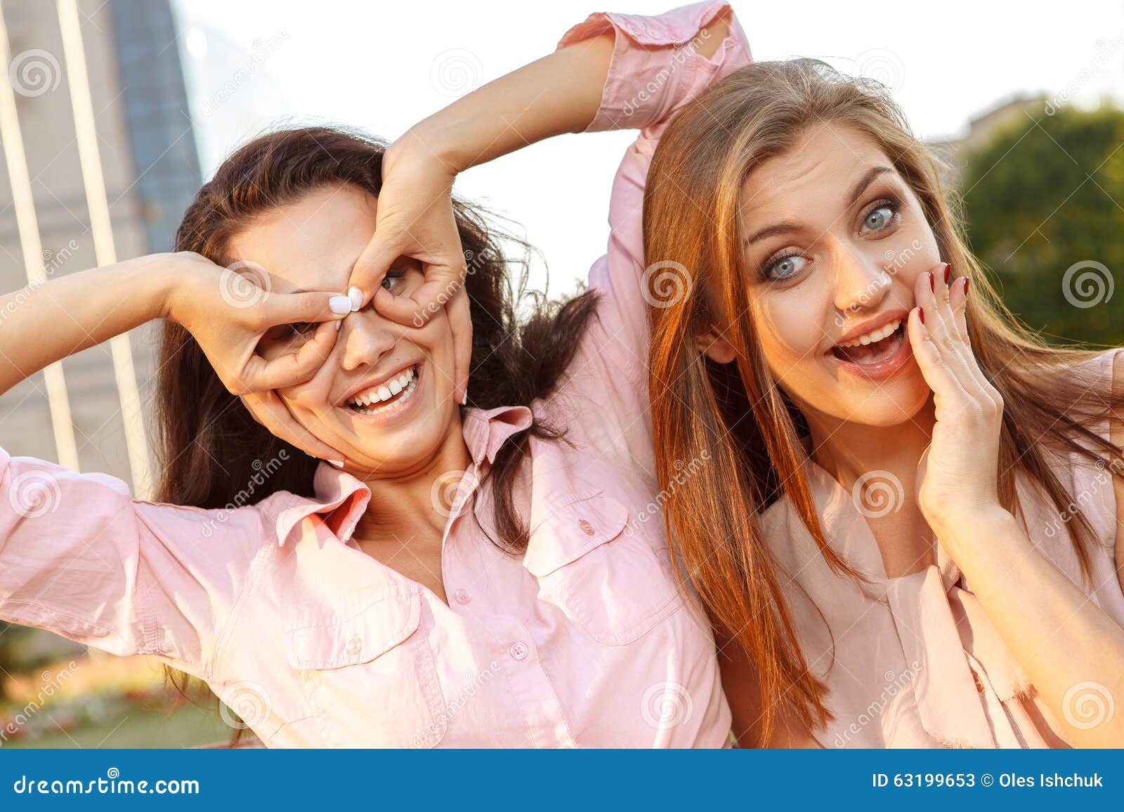 Two Cheerful Girls Fooling Around Stock Image Image Of Group Happy 63199653