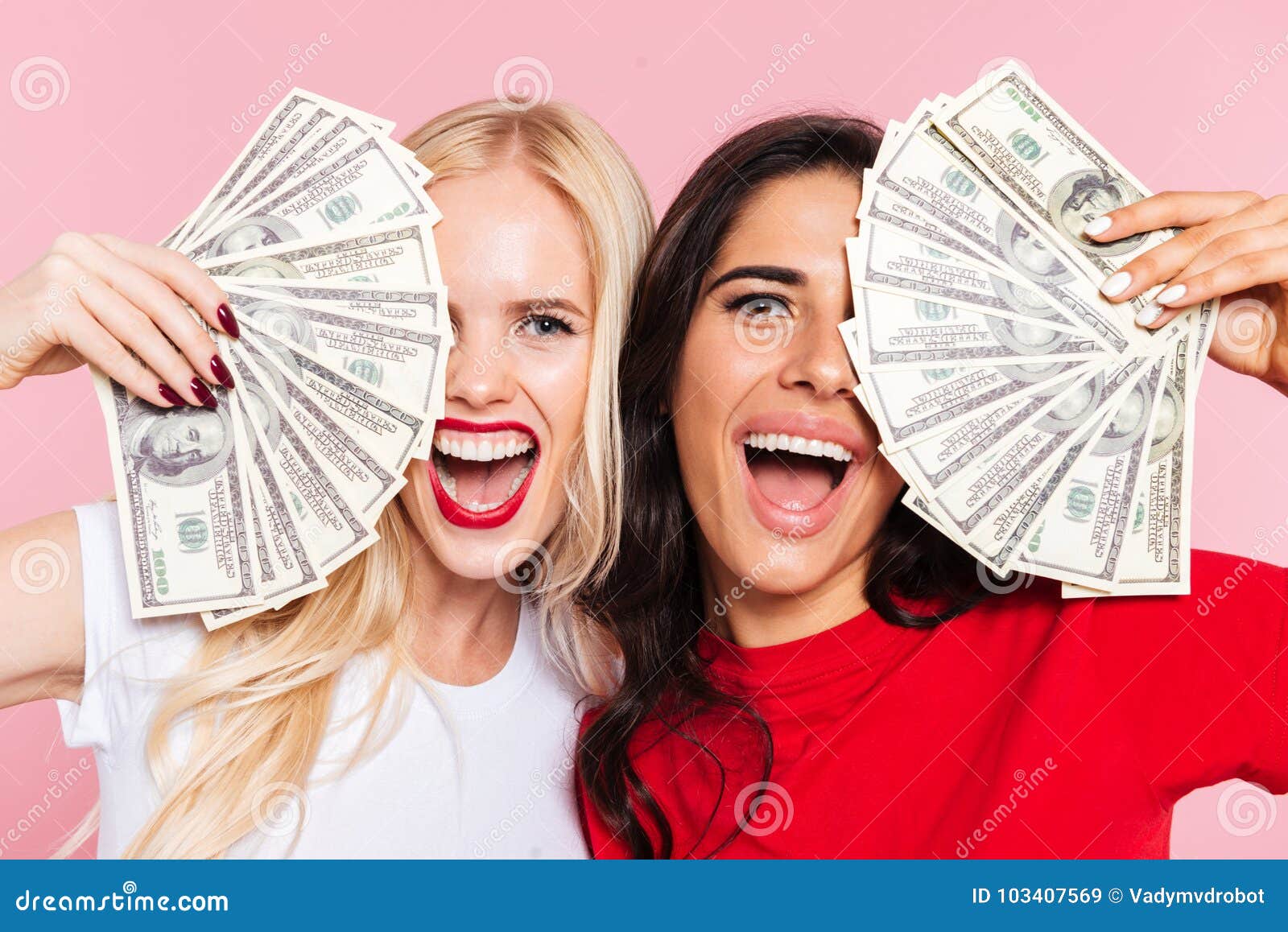 Two Cheerful Women Covering Their Half Faces Stock Image - Image of ...