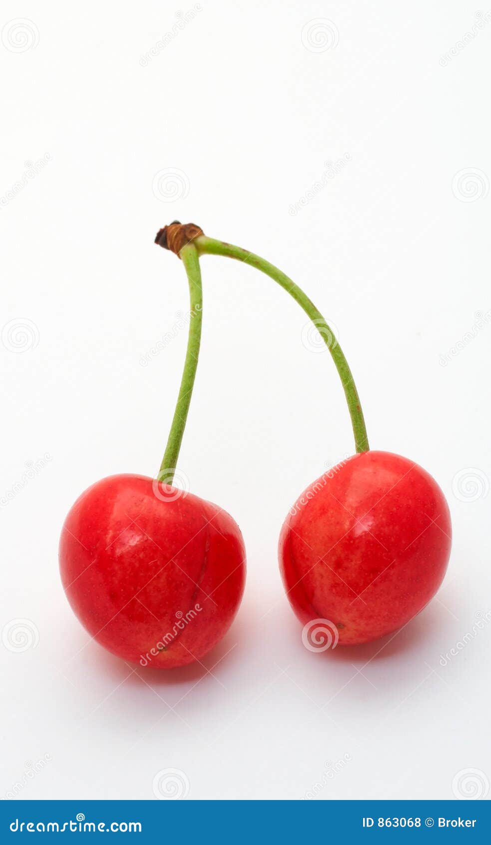 Two Cherries on White Background Stock Photo - Image of healthy, edible ...