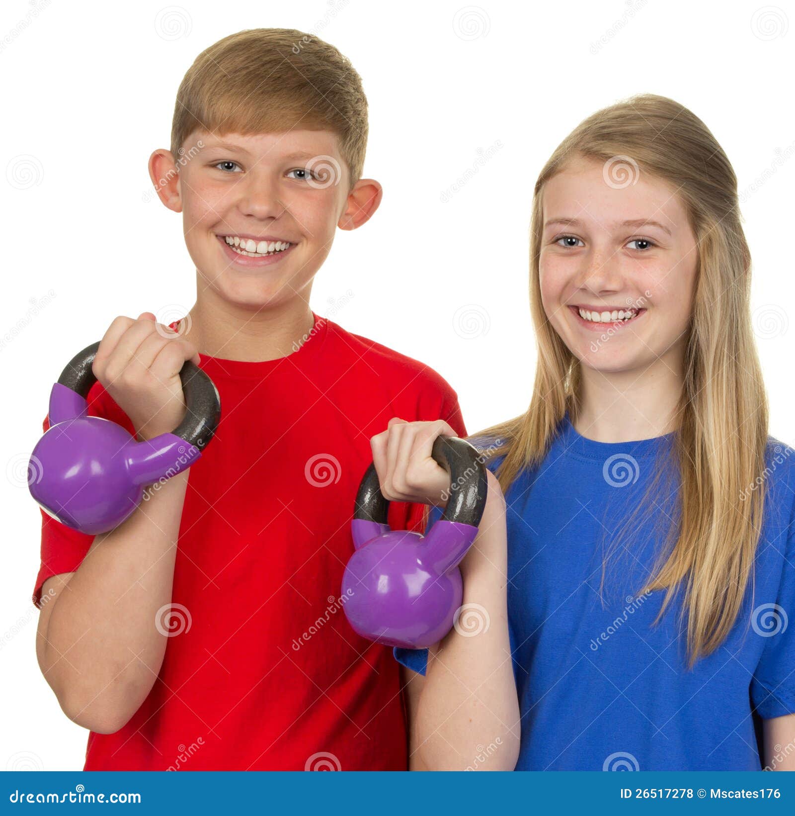 Two Children Lifting Weights Royalty Free Stock Photos Image 26517278