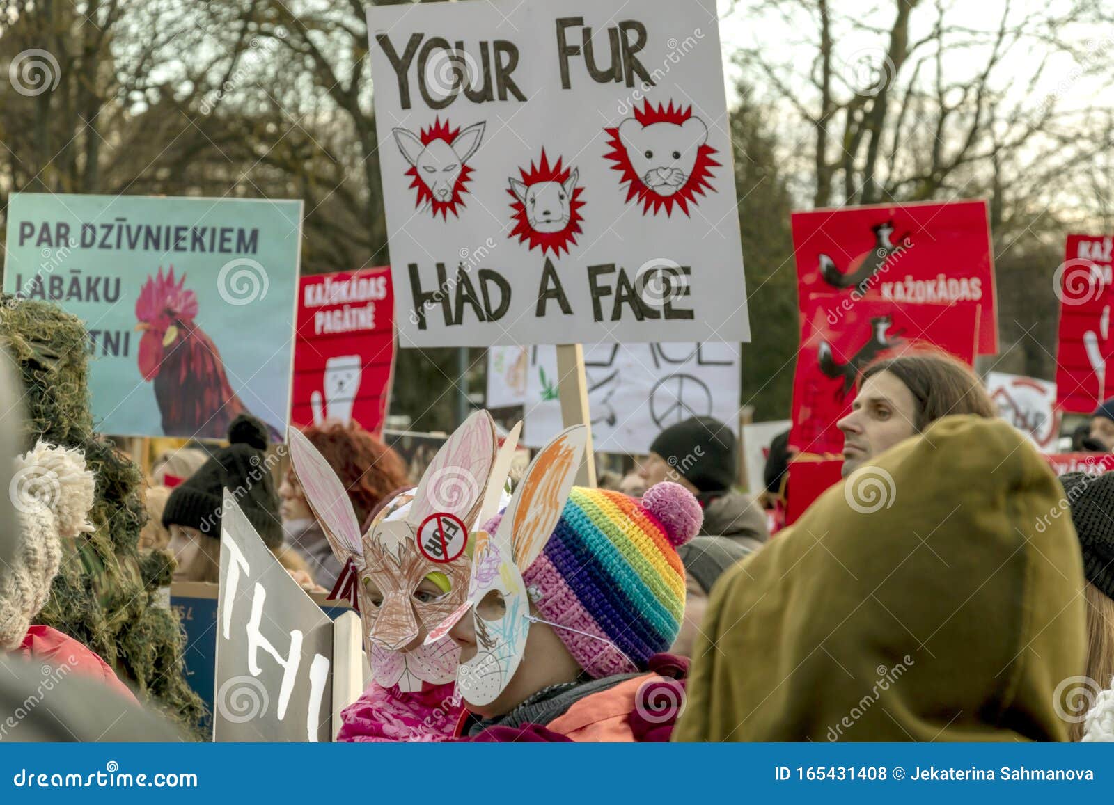 Two Children in Rabbit Masks Surrounded by People with Anti Fur Placards  and Posters at Animal Rights Protest Editorial Stock Photo - Image of  parade, activism: 165431408