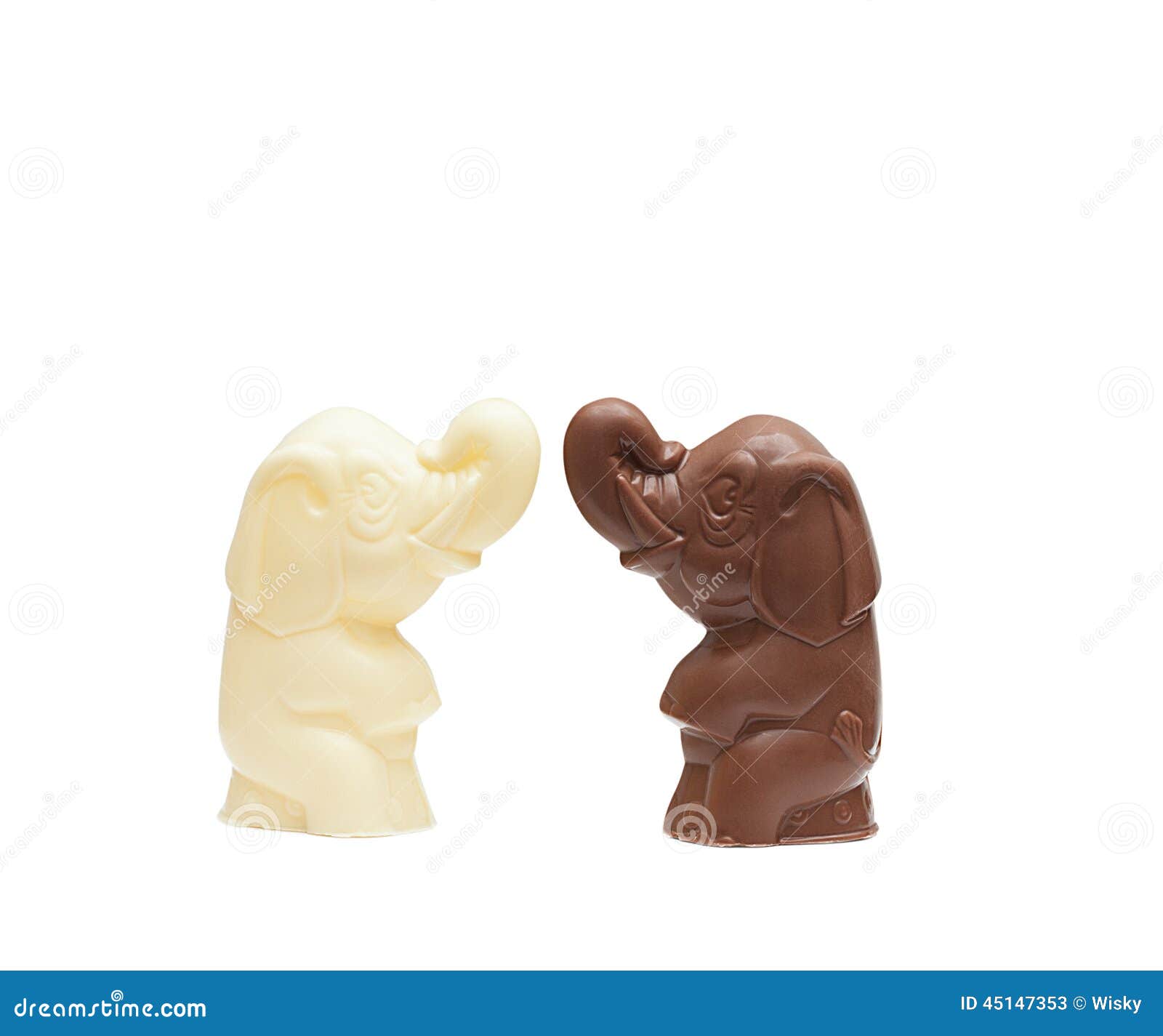 Two Chocolate Elephants Isolated on White Stock Image Image of studio