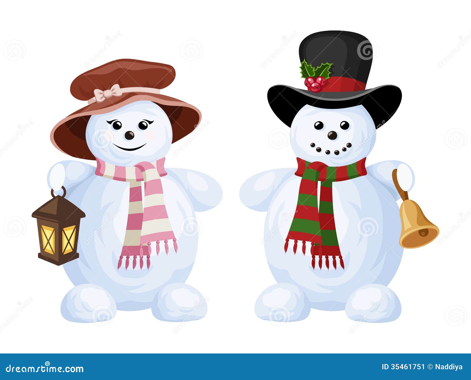 Download Two Christmas Snowmen A Boy And A Girl Stock Vector Illustration of