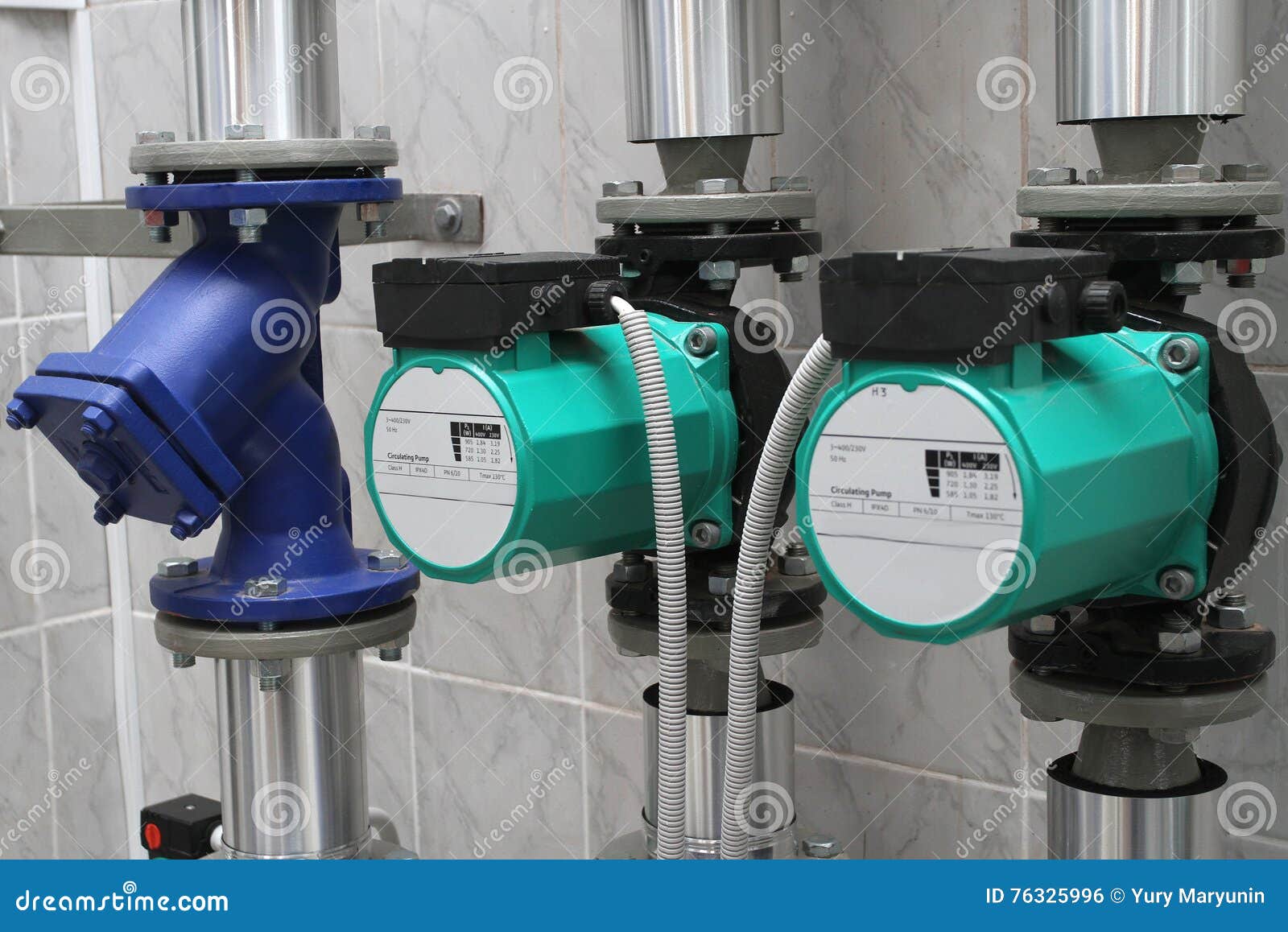 Two circulating pumps stock photo. Image of equipment 76325996