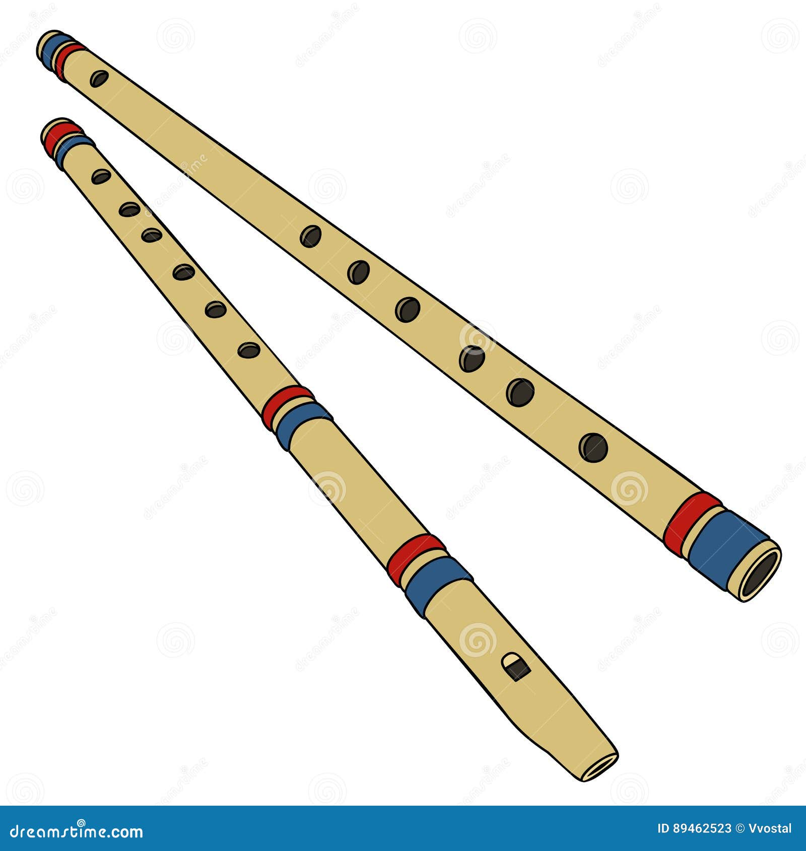 Two classic bamboo flutes stock vector. Illustration of folk 89462523