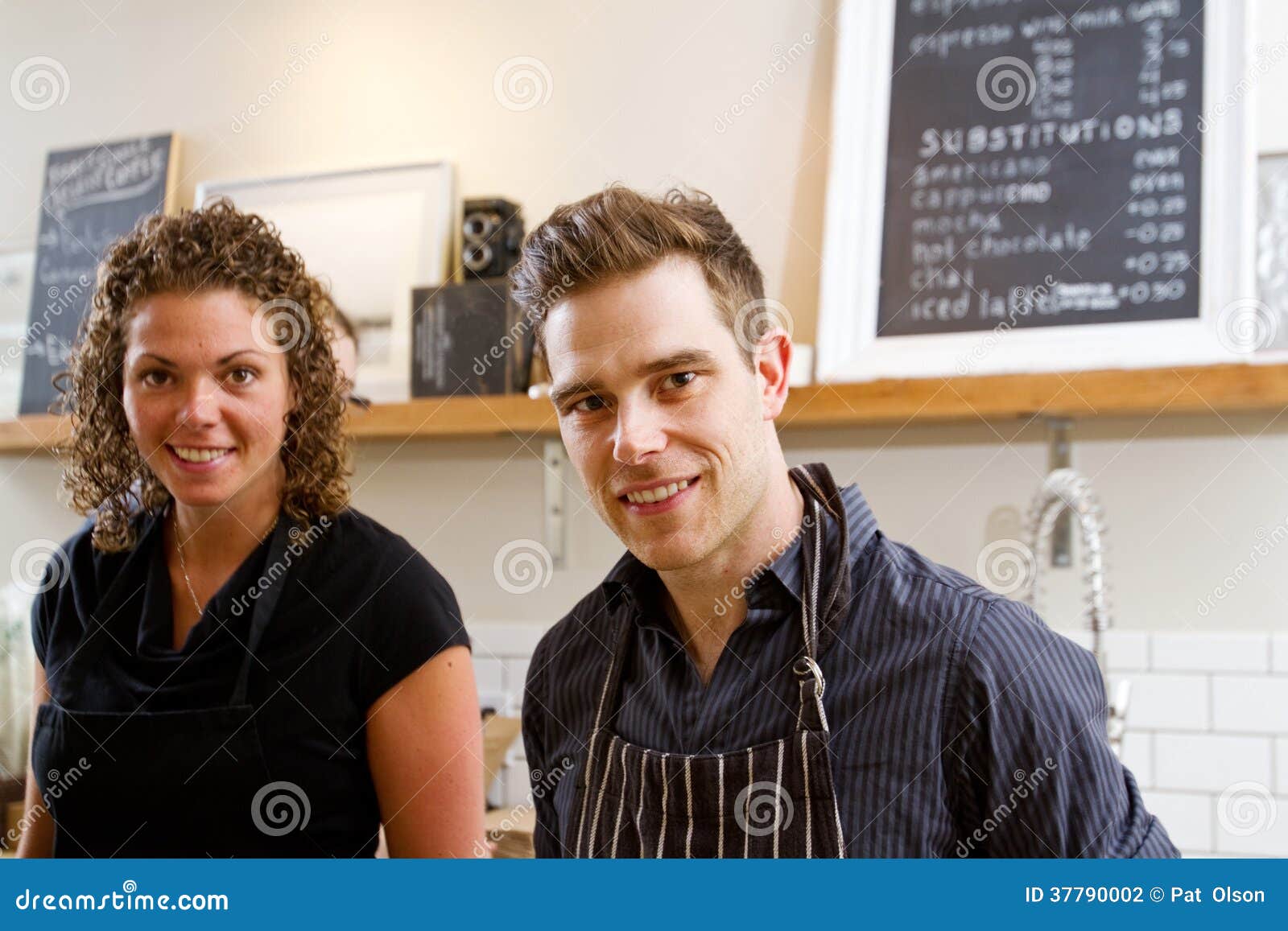 Two clerks in coffee shop stock photo. Image of women 37790002