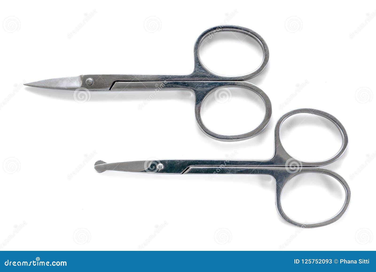 Two Close Up Scissors Nose Hair Isolated on White Background Stock ...