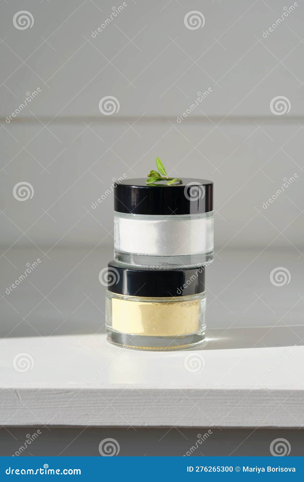 Two Closed Jars of Enzime Face Scrub. Stock Photo Image of facial