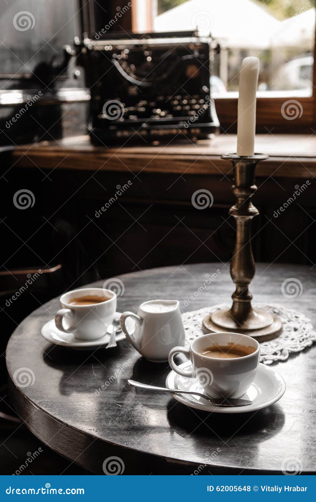 Two Coffee Cups on Table in Cafe Stock Photo Image of table, drink