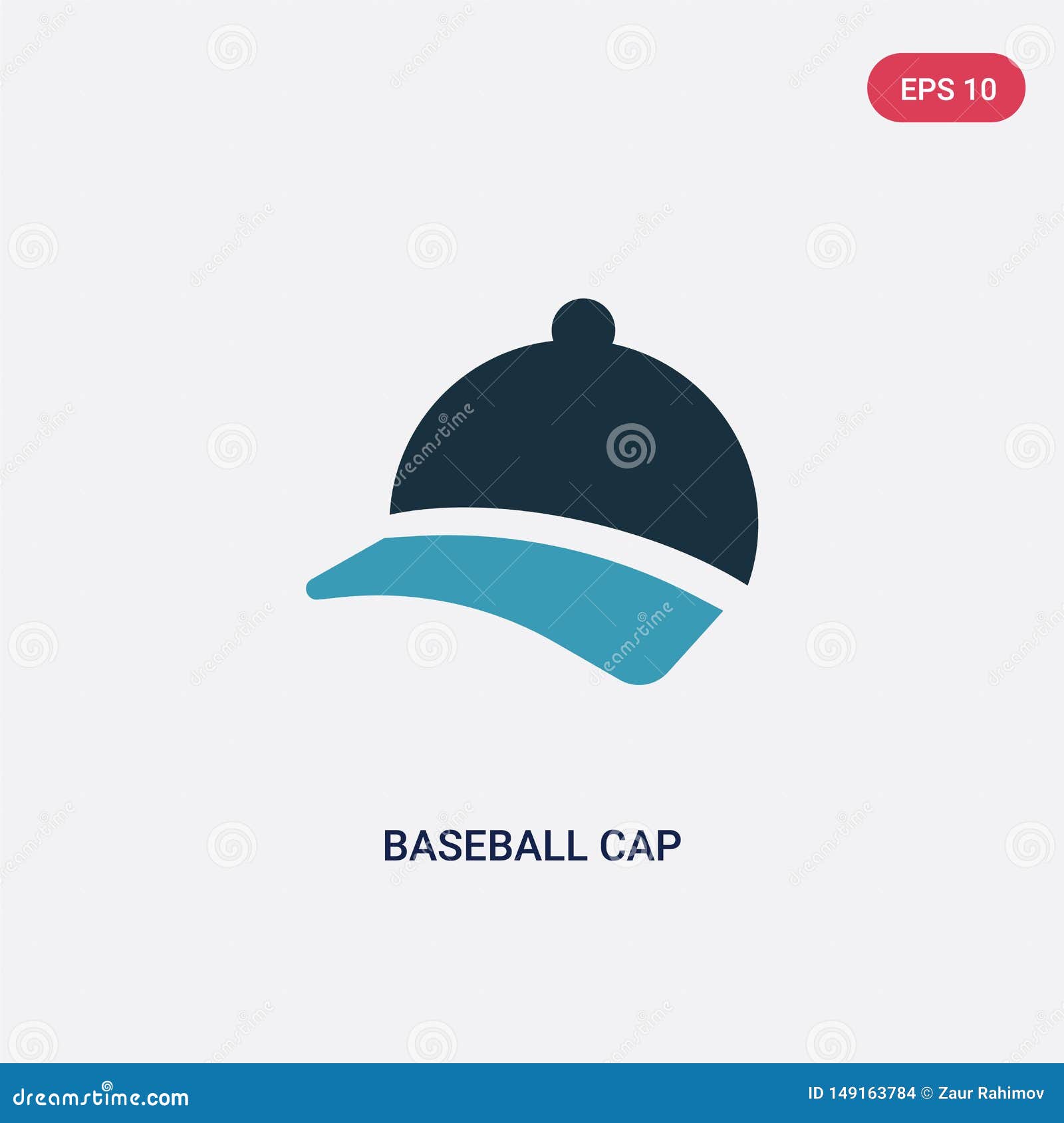 Two Color Baseball Cap Vector Icon from Season Concept. Isolated Blue ...