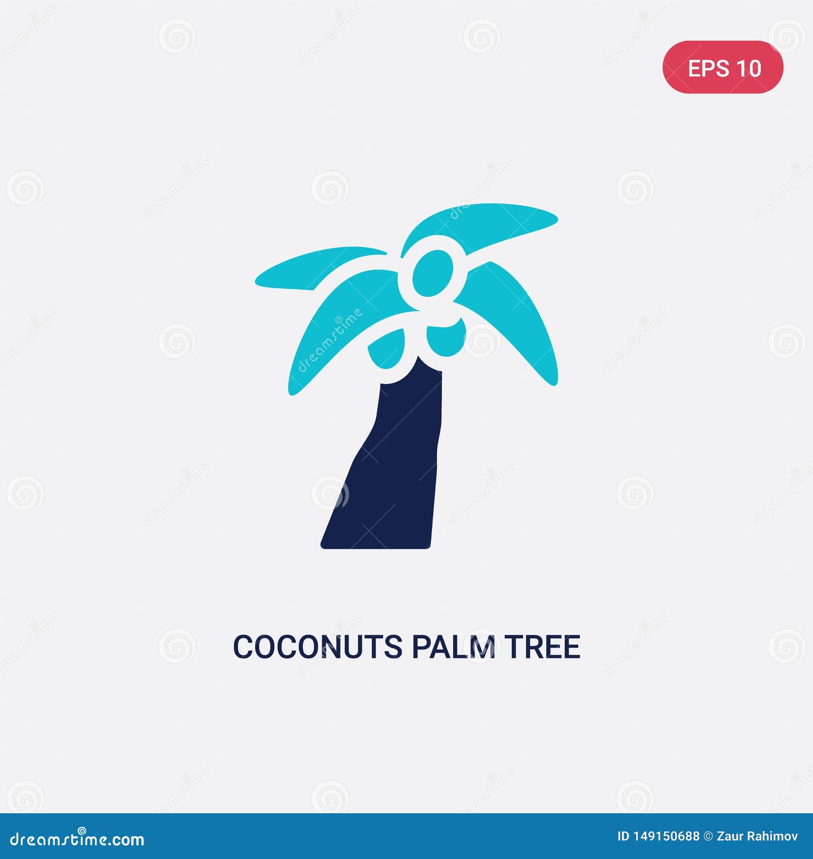 Two Color Coconuts Palm Tree of Brazil Vector Icon from Culture Concept ...