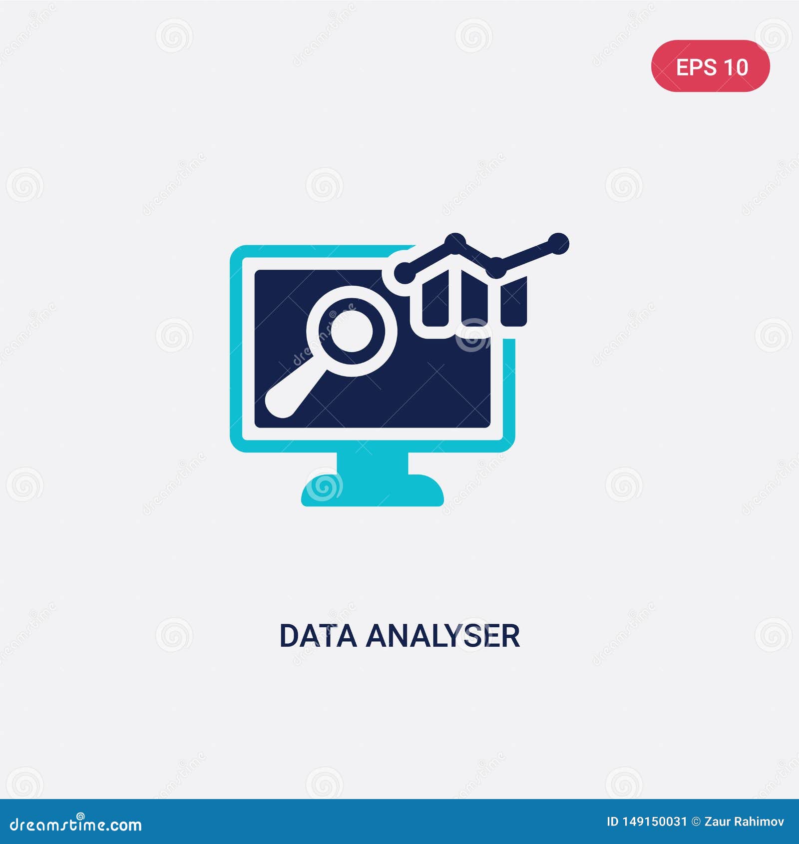 two color data analyser  icon from computer concept.  blue data analyser  sign  can be use for web,