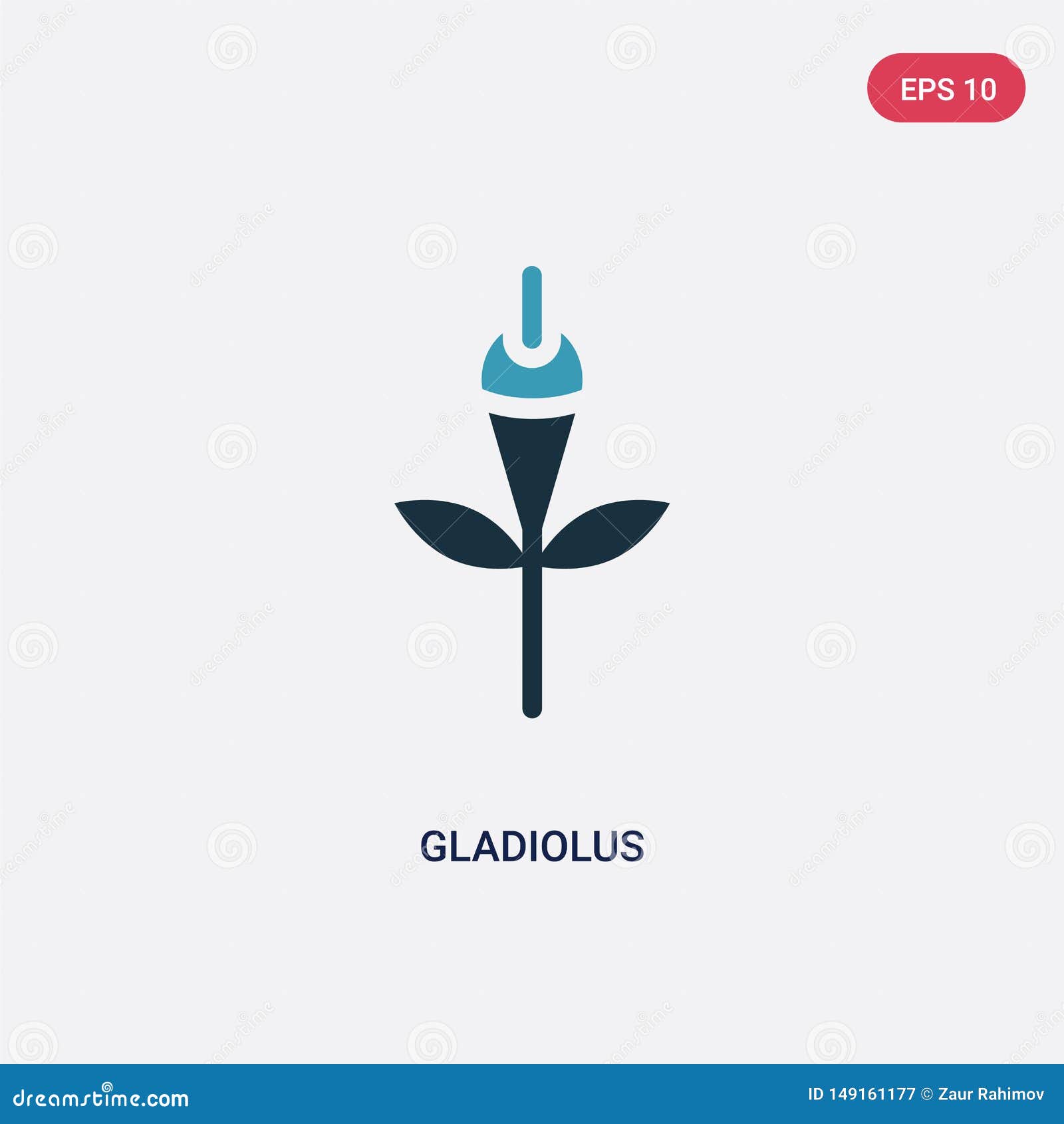 two color gladiolus  icon from nature concept.  blue gladiolus  sign  can be use for web, mobile and