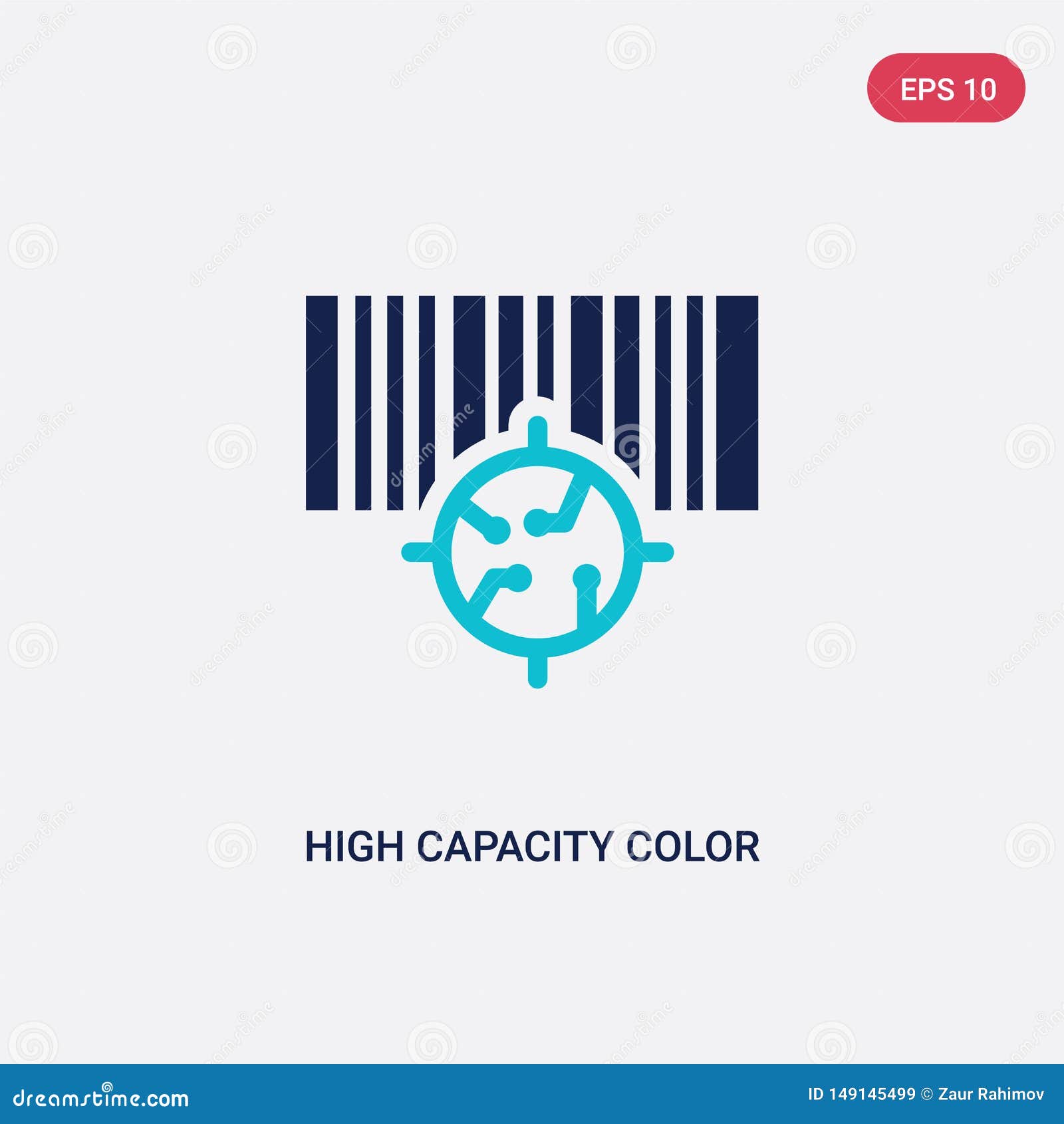 two color high capacity color barcode  icon from artificial intellegence concept.  blue high capacity color barcode