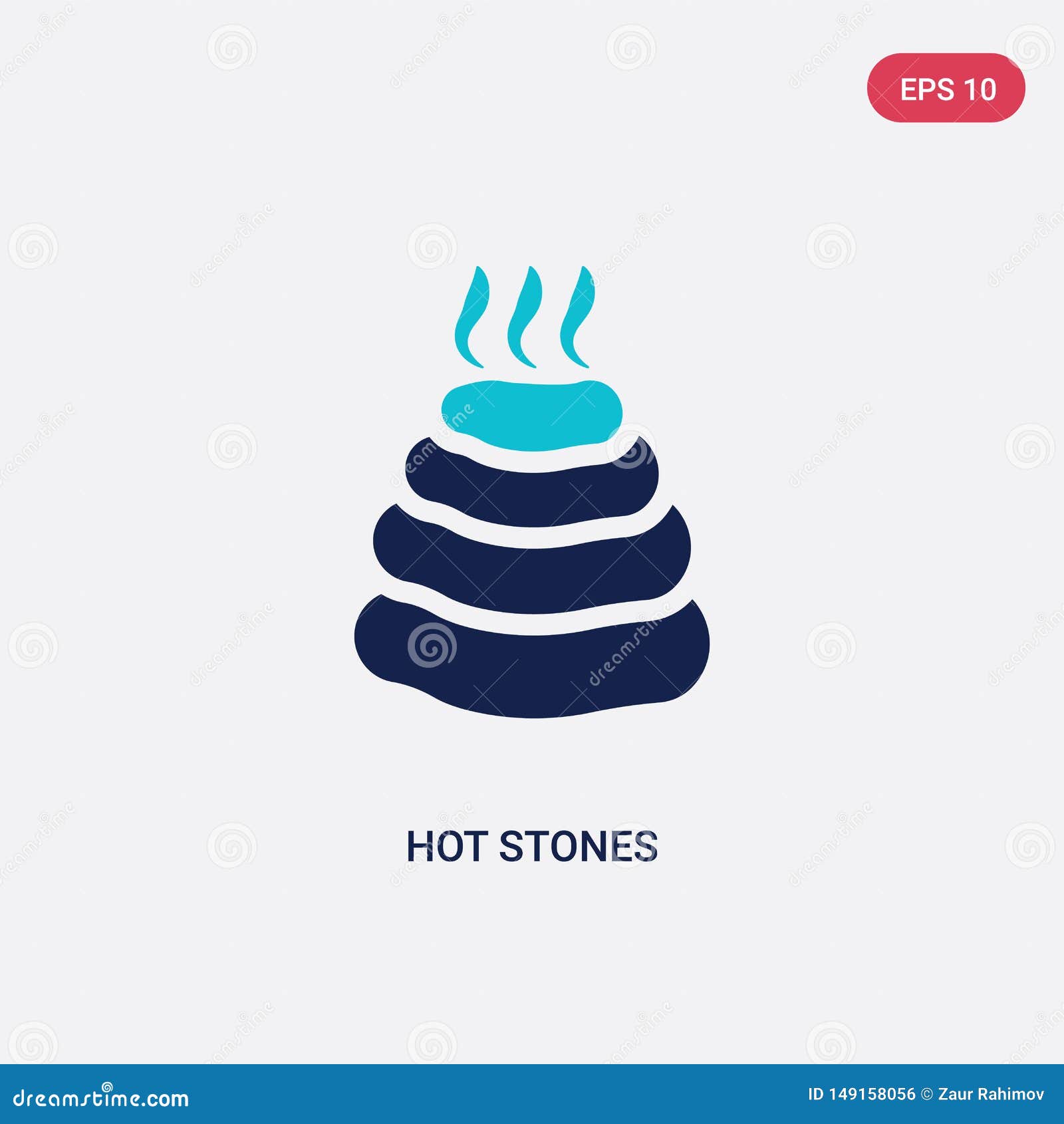 two color hot stones  icon from accommodation concept.  blue hot stones  sign  can be use for web,