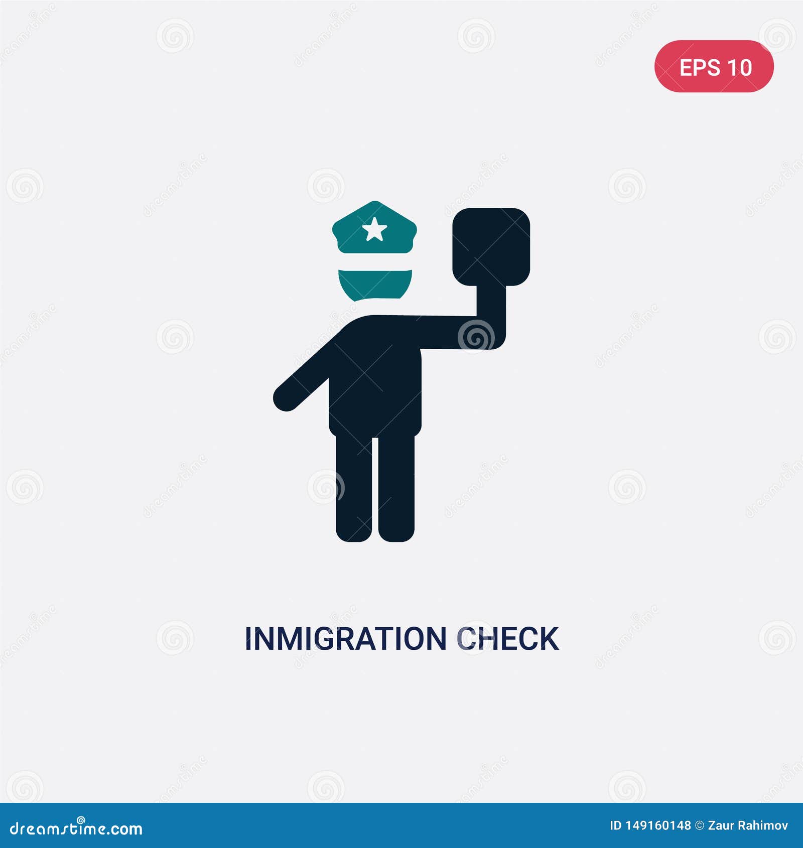 two color inmigration check point  icon from maps and flags concept.  blue inmigration check point  sign