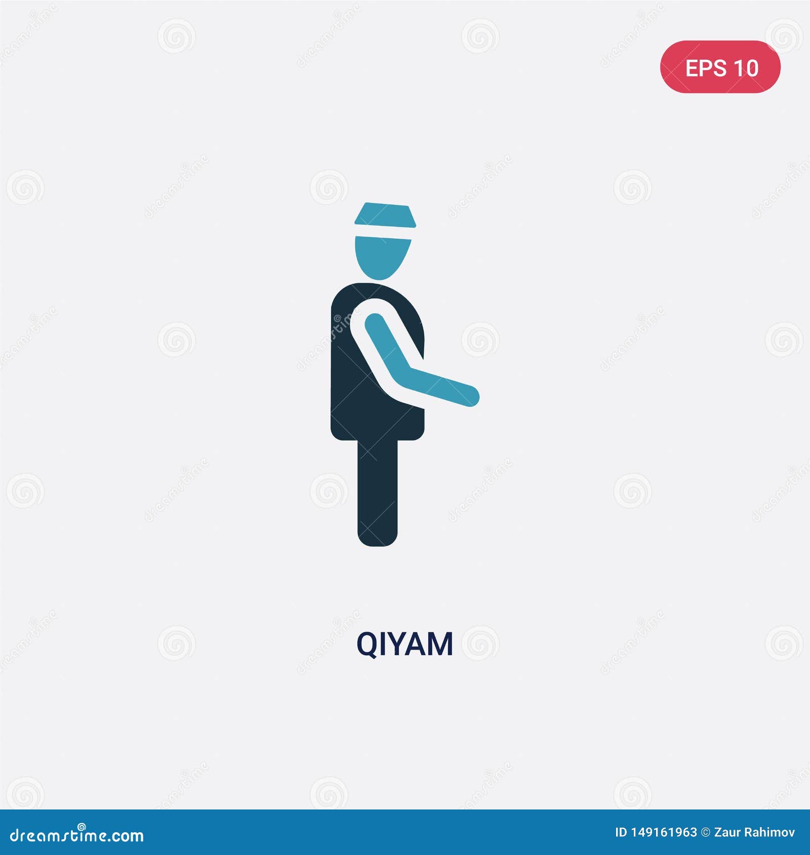 two color qiyam  icon from people concept.  blue qiyam  sign  can be use for web, mobile and logo. eps