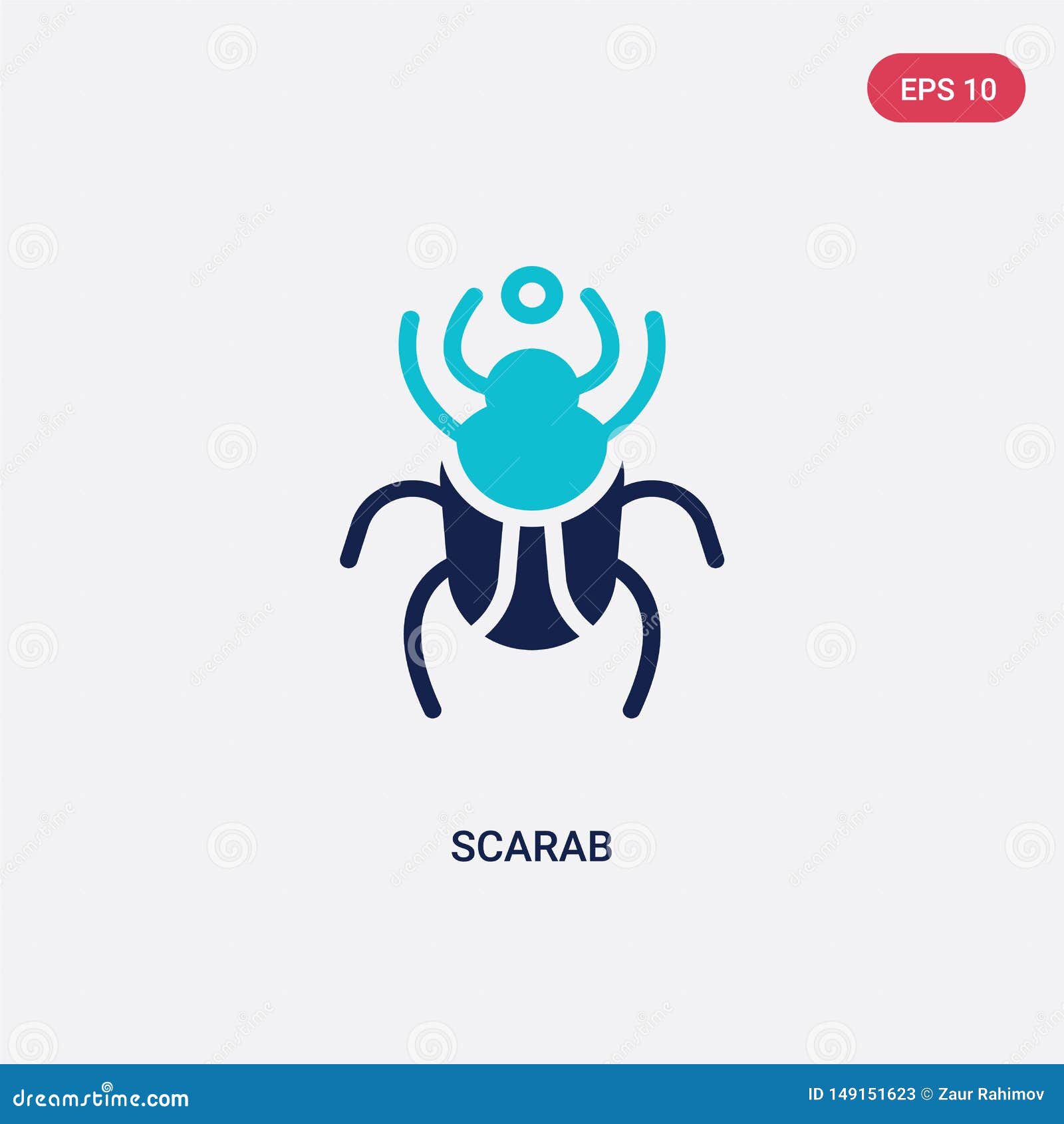 two color scarab  icon from desert concept.  blue scarab  sign  can be use for web, mobile and logo. eps