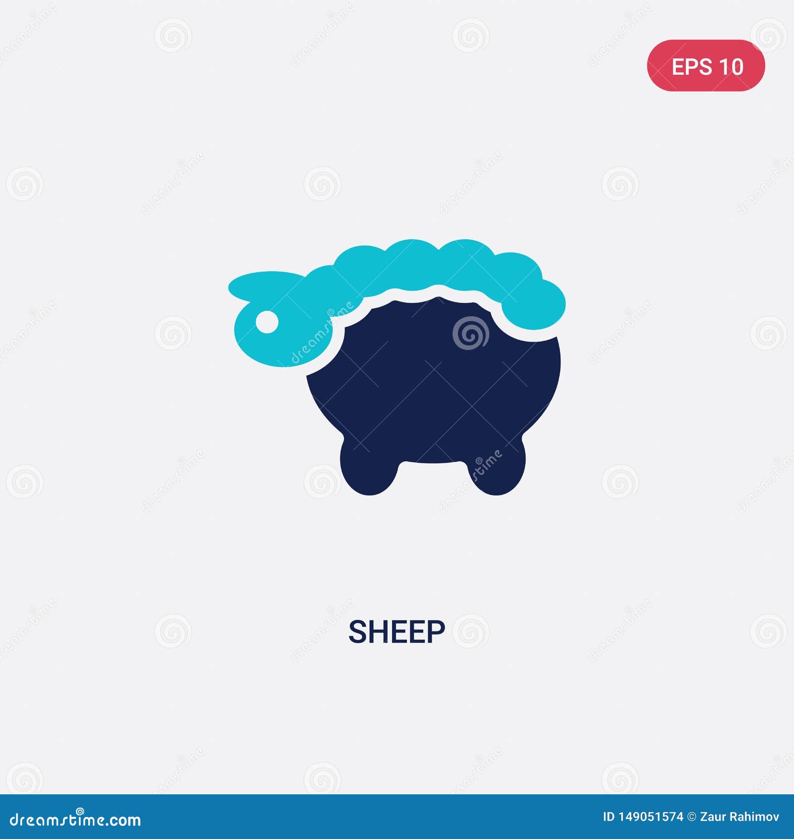 two color sheep  icon from farming concept.  blue sheep  sign  can be use for web, mobile and logo. eps