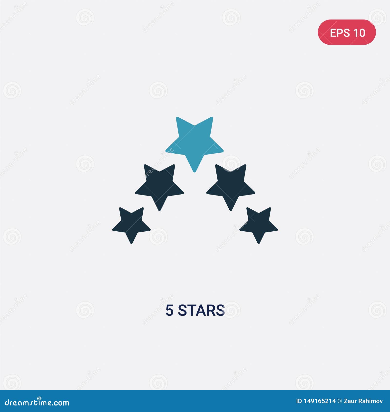 Two Color 5 Stars Vector Icon From Shapes Concept. Isolated Blue 5