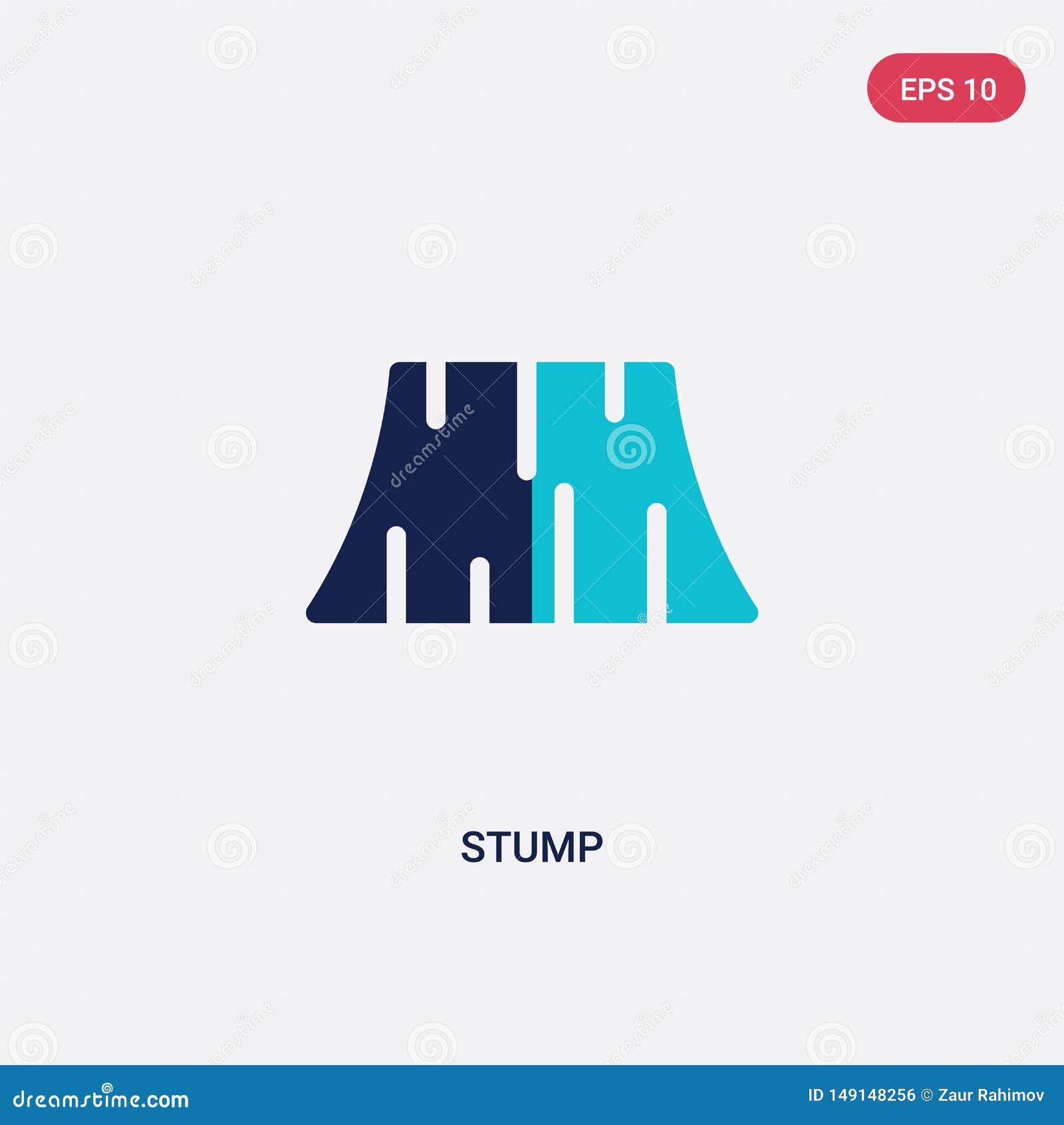 two color stump  icon from camping concept.  blue stump  sign  can be use for web, mobile and logo. eps