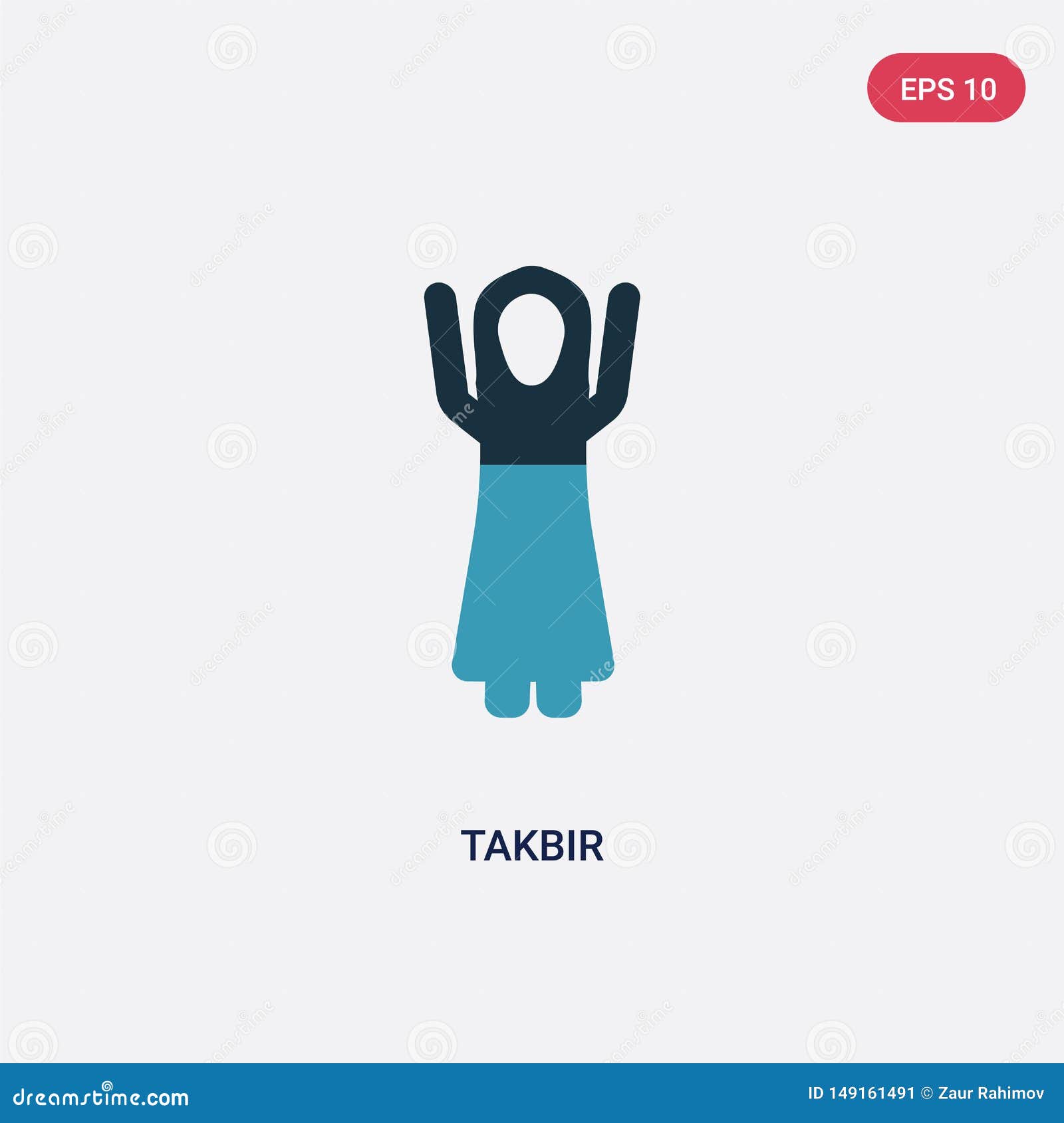 two color takbir  icon from people concept.  blue takbir  sign  can be use for web, mobile and logo. eps
