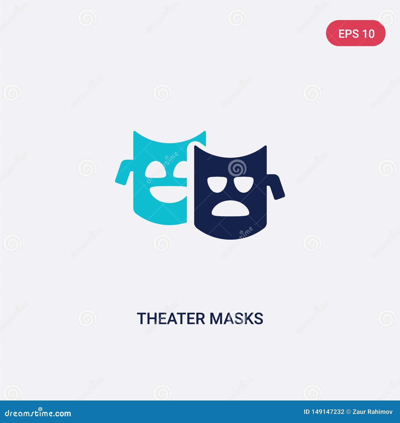 two color theater masks  icon from brazilia concept.  blue theater masks  sign  can be use for web,