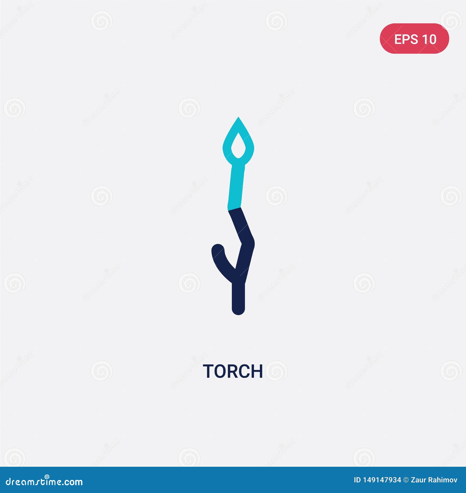 two color torch  icon from camping concept.  blue torch  sign  can be use for web, mobile and logo. eps