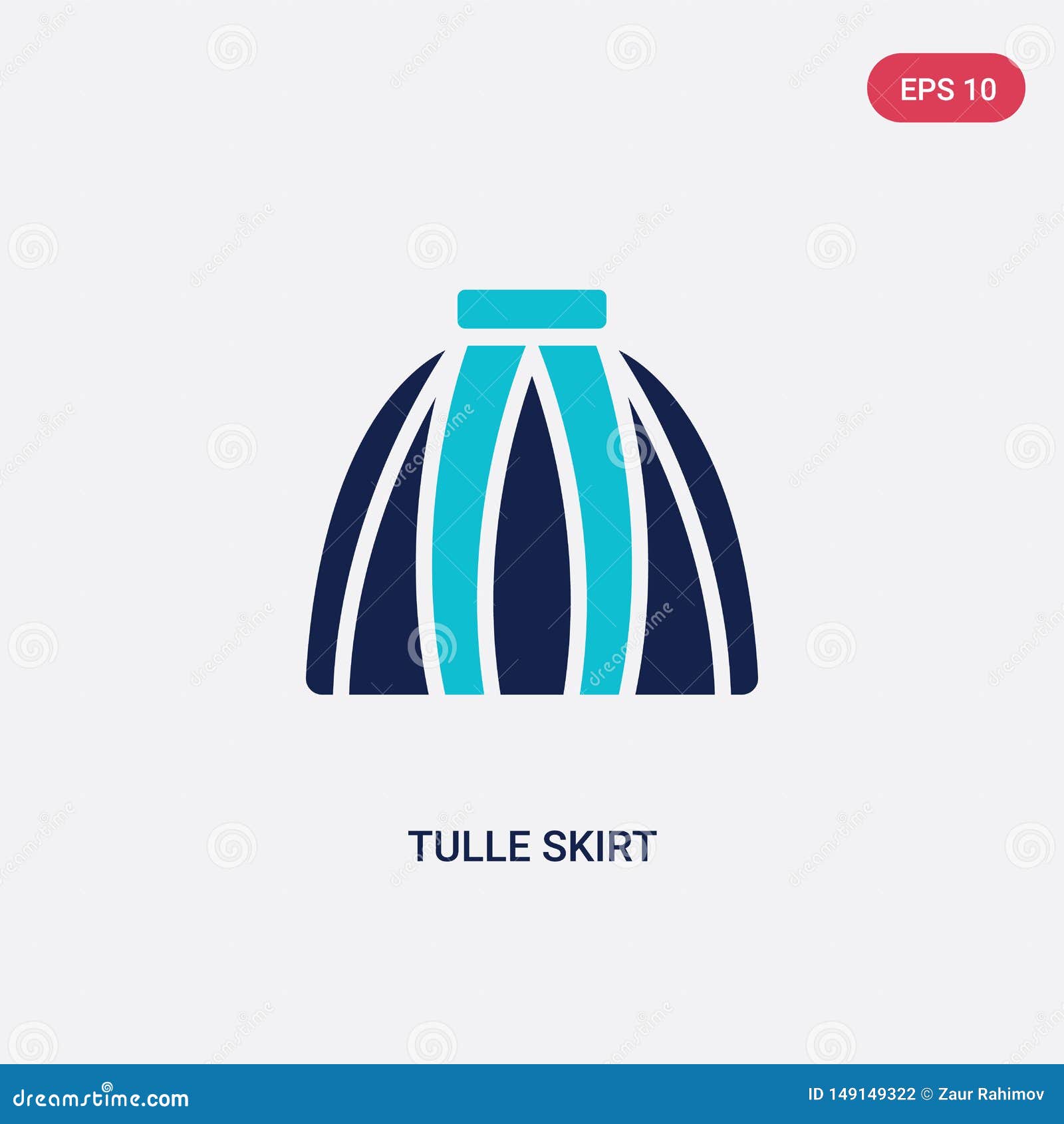 Two Color Tulle Skirt Vector Icon from Clothes Concept. Isolated