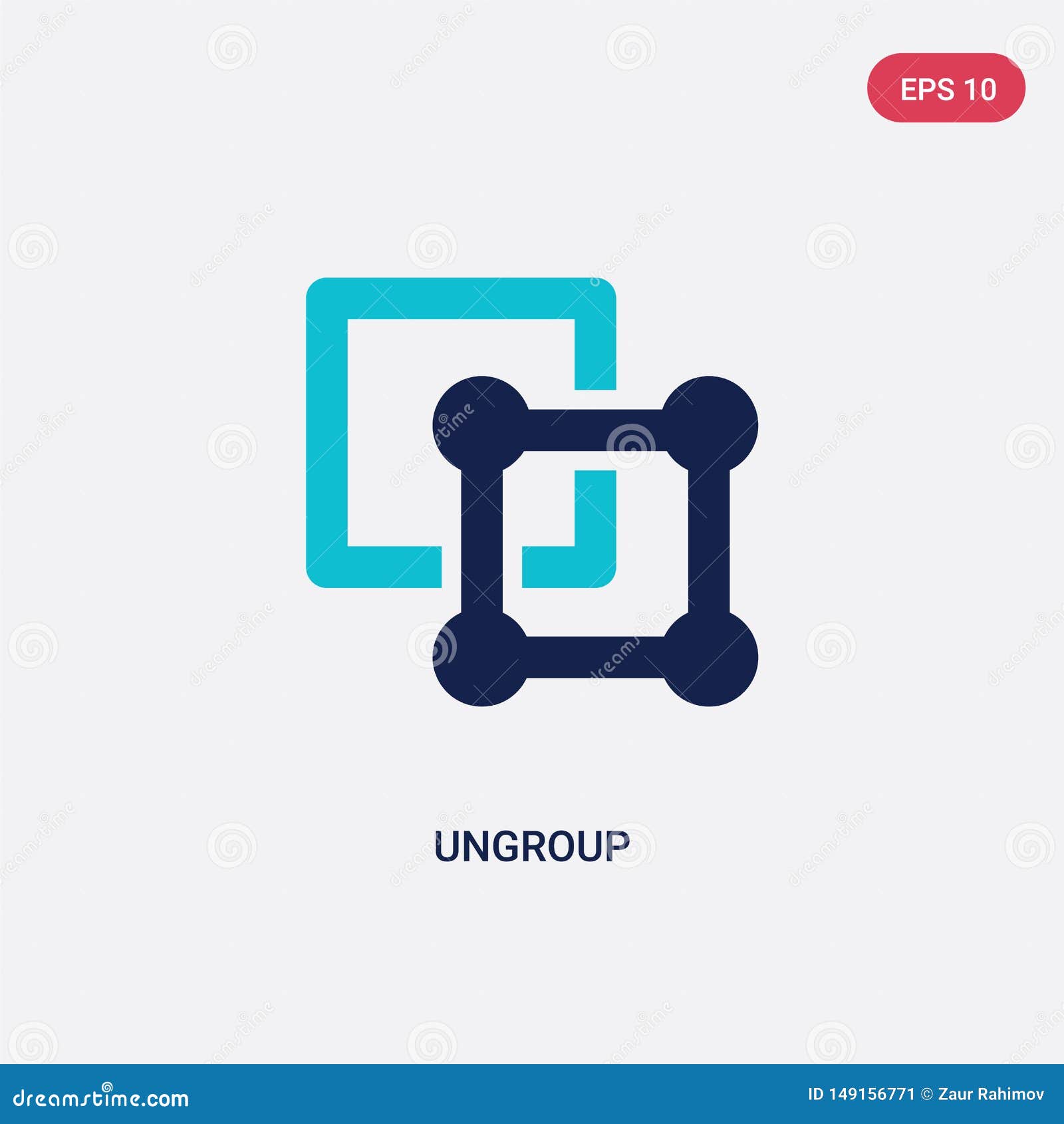 two color ungroup  icon from geometry concept.  blue ungroup  sign  can be use for web, mobile and logo