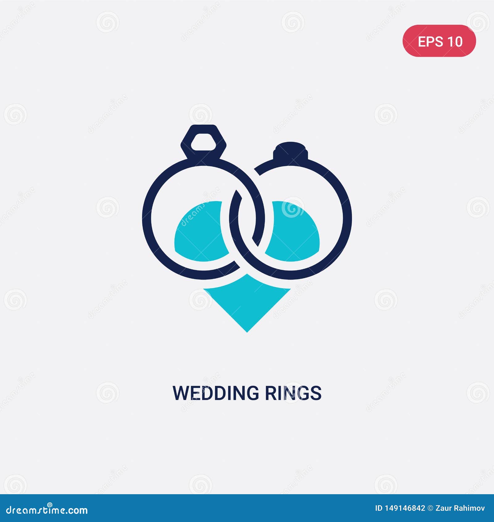 Two Color Wedding Rings Vector Icon From Love & Wedding