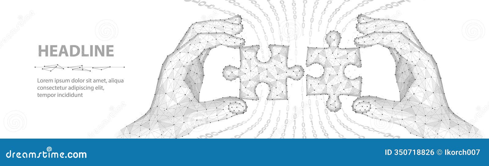 two connected puzzles and two hands. partner collaborate, cooperate implement
