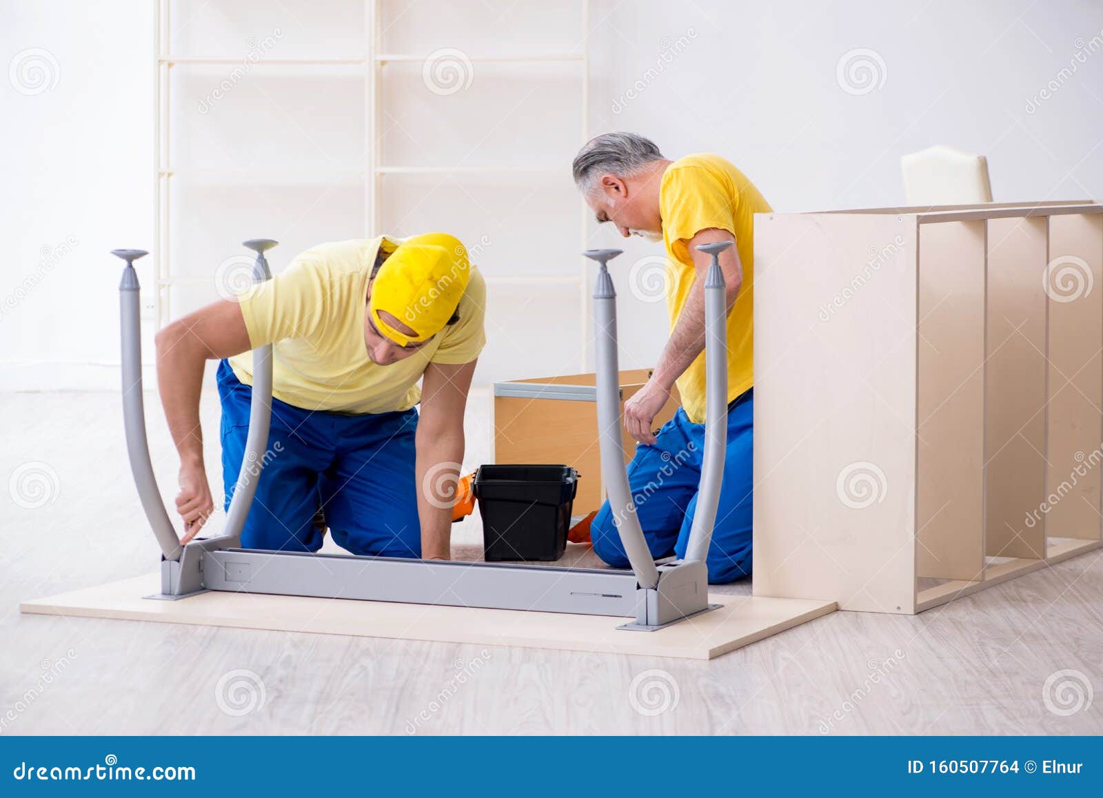 Two Contractors Carpenters Working Indoors Stock Photo Image of