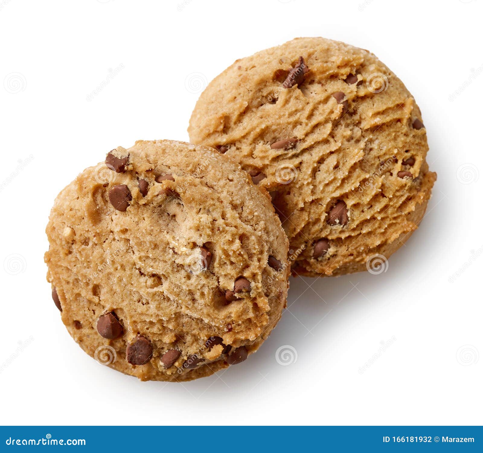 Two Cookies with Chocolate Chips Stock Photo - Image of closeup, bread